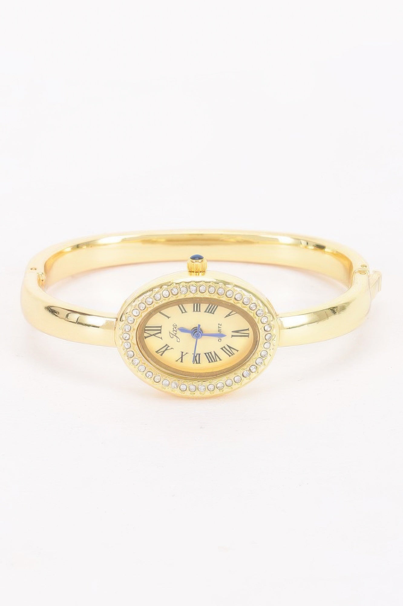 Oval Crystal-encrusted Cuff Watch