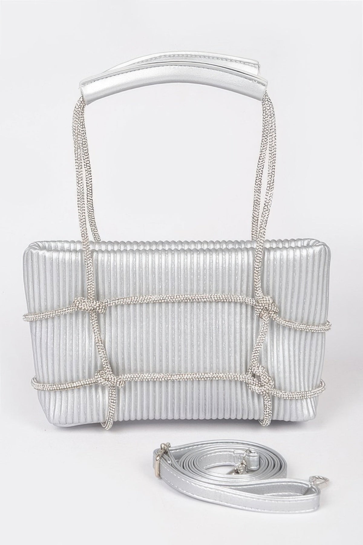 Rhinestone Strap Zip Clutch Bag