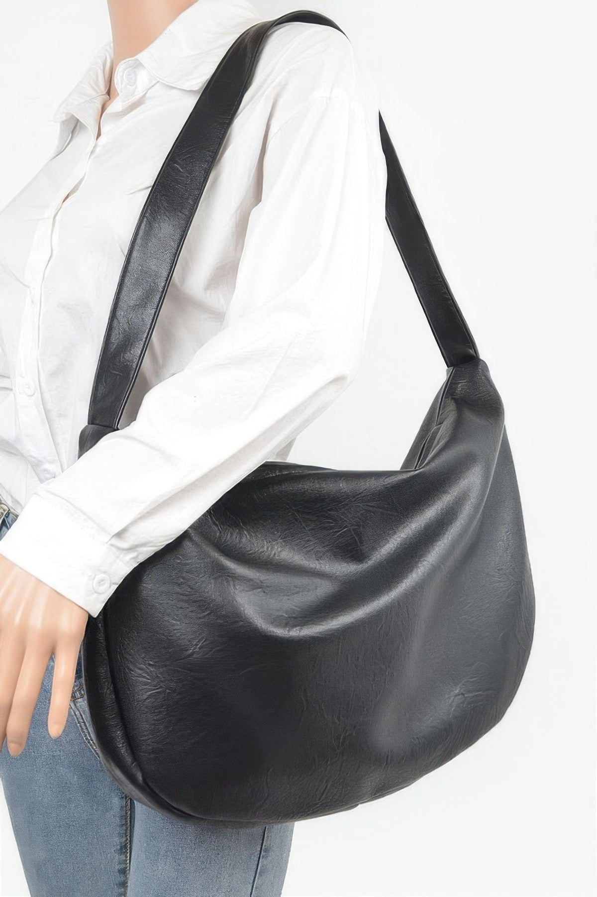 Faux Leather Hobo Bag