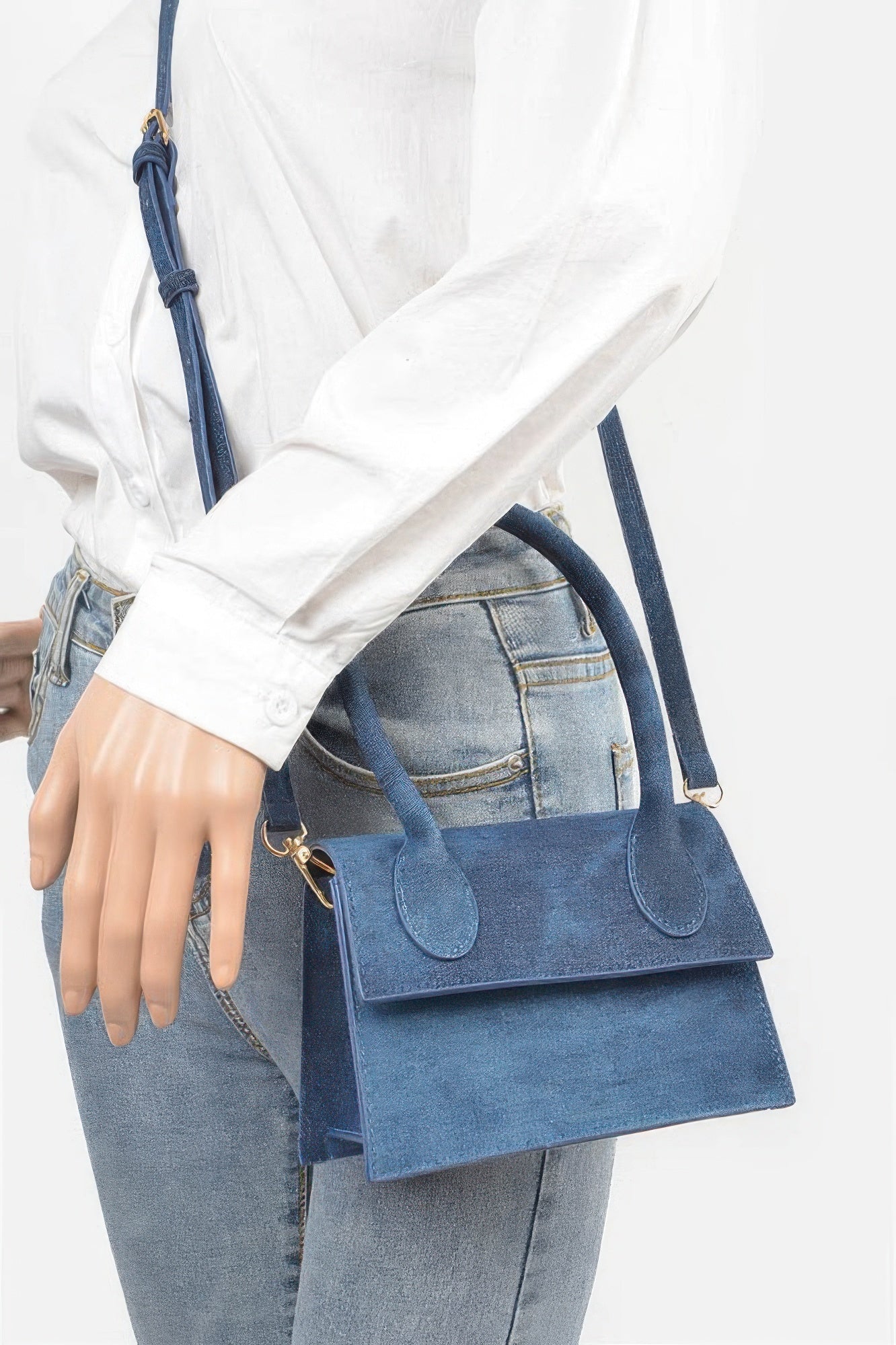 Denim Top Handle Crossbody Bag