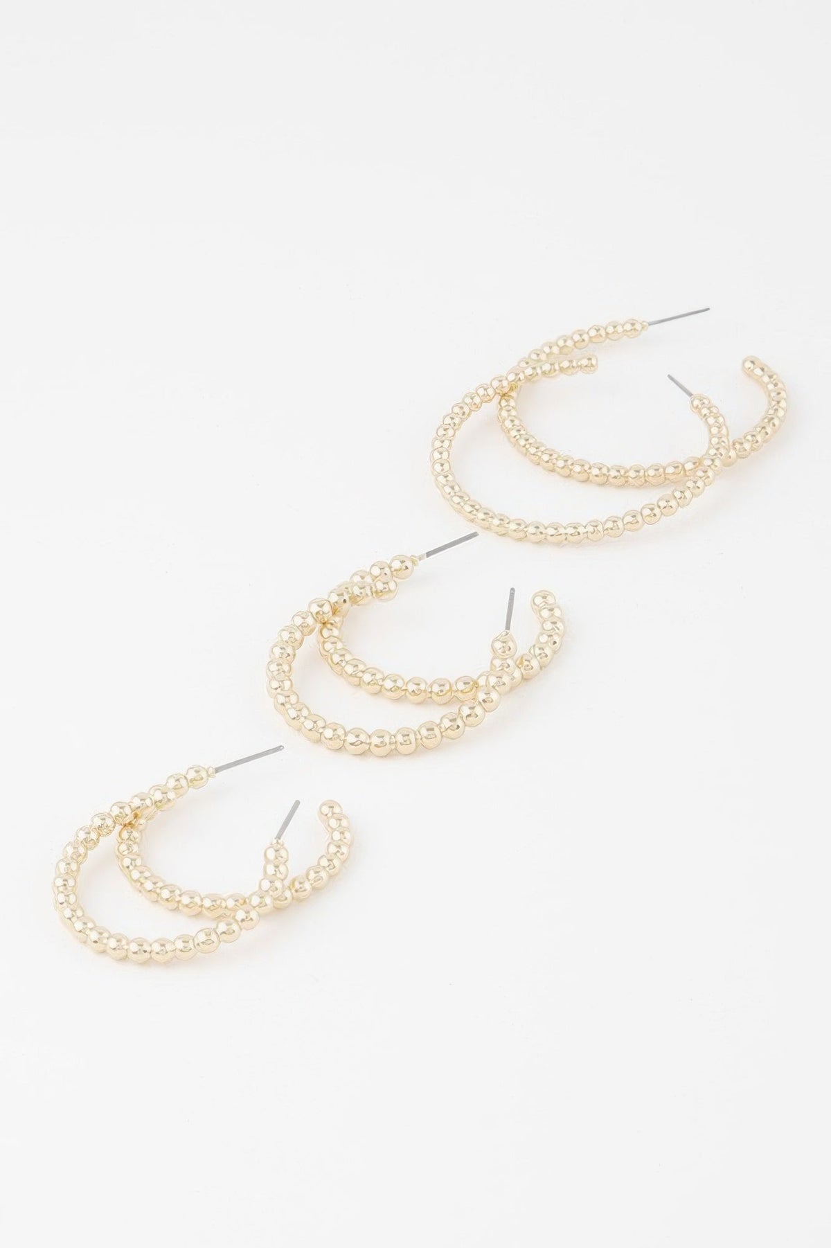 Pearl Bead Open Hoop Earrings Set