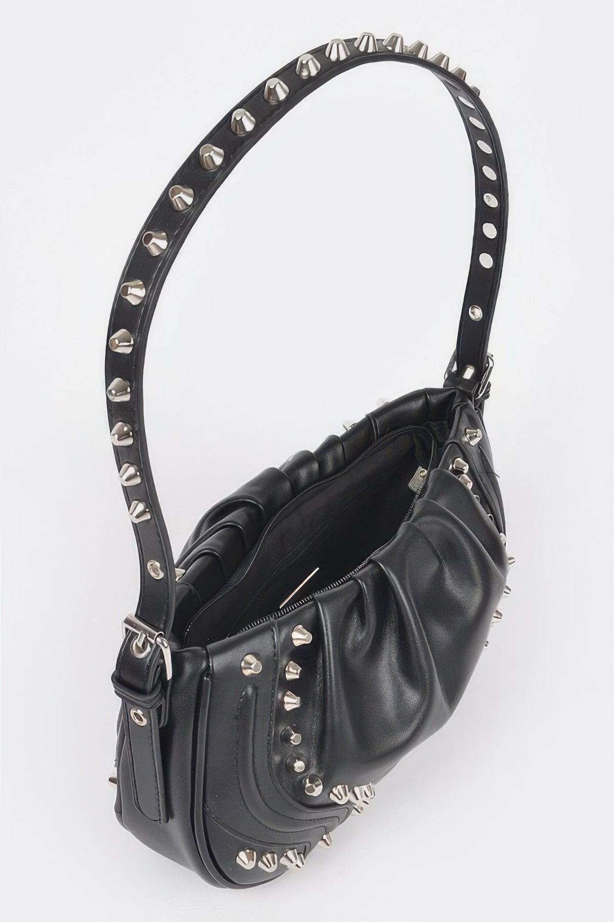 Faux Leather Stud Shoulder Bag