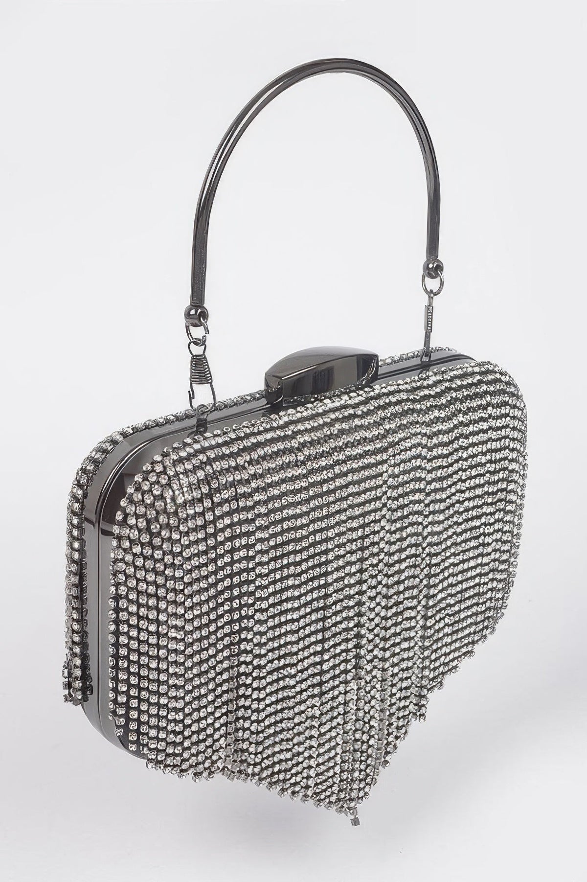 Rhinestone Fringe Hard Clutch