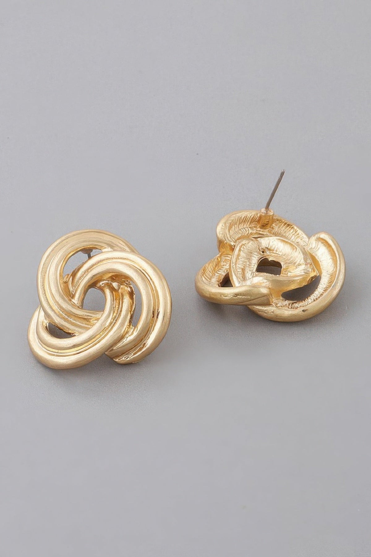 Triple Lined Knot Stud Earrings