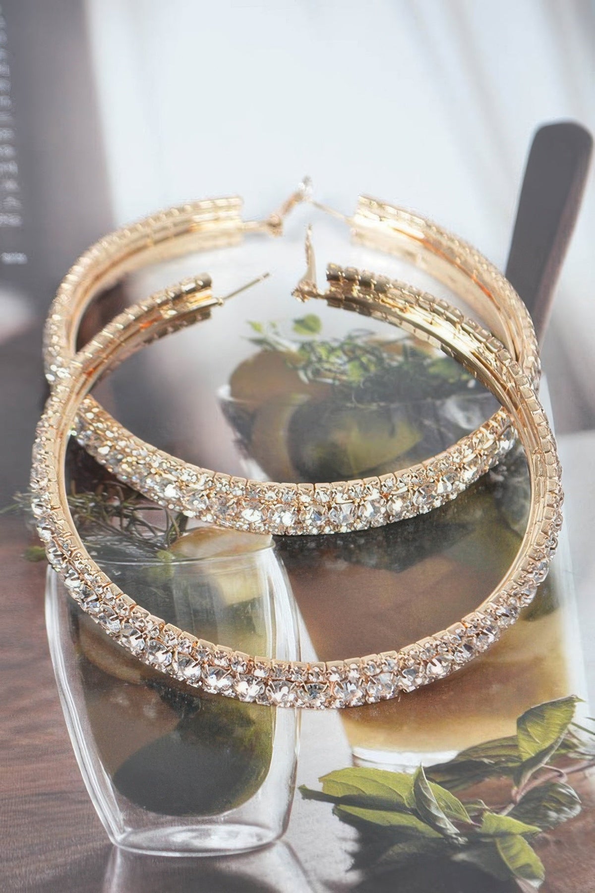 Multi Rhinestone 80mm Hoop Earrings