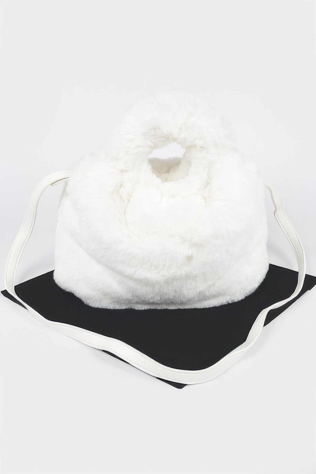 Faux Fur Round Handle Bucket Bag