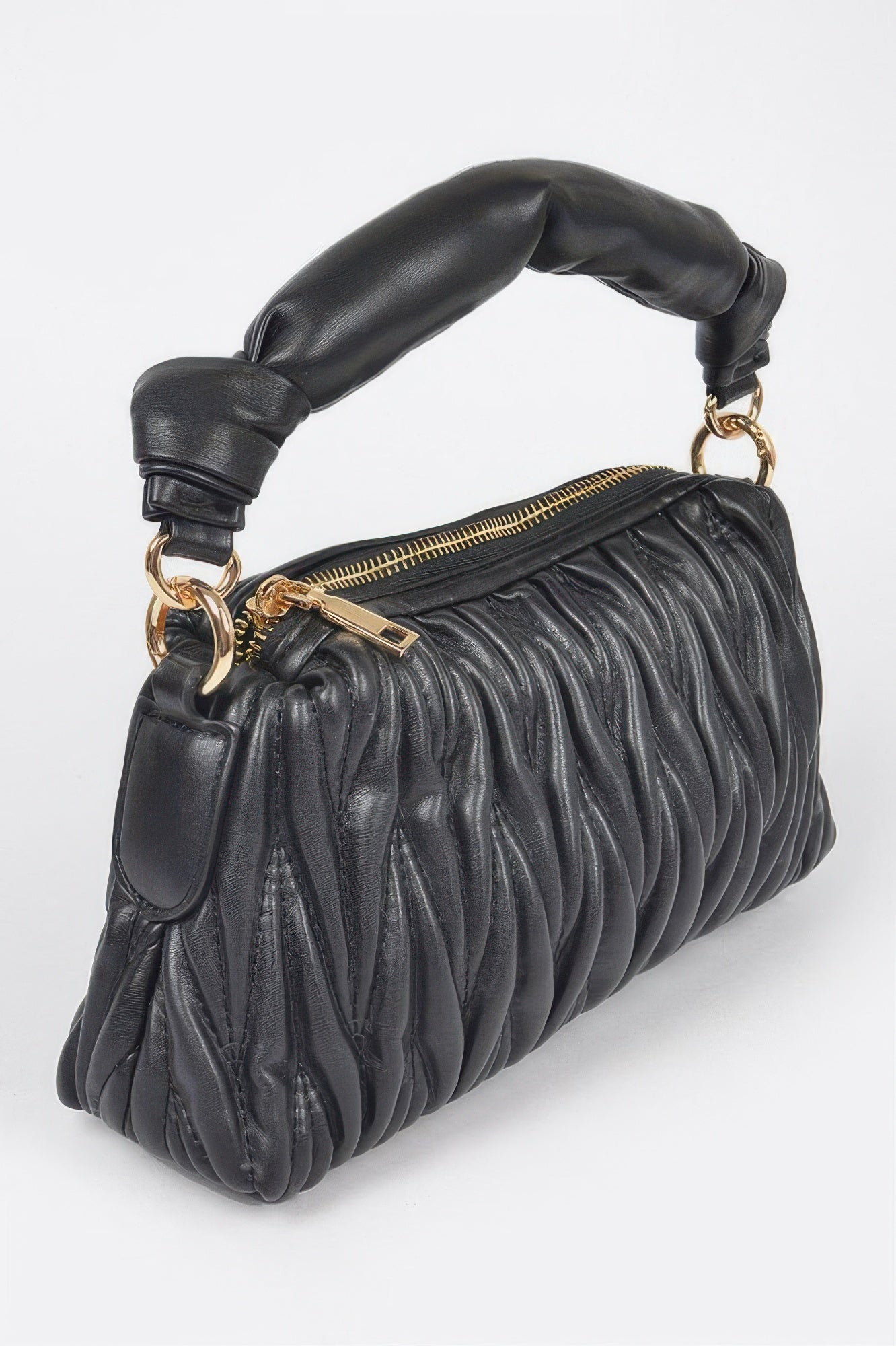 Quilted Faux Leather Top Handle Bag