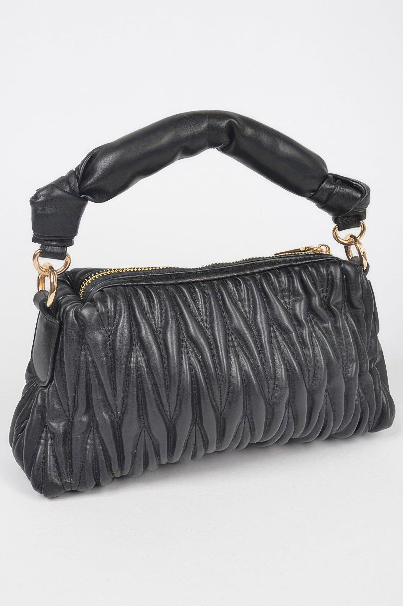 Quilted Faux Leather Top Handle Bag