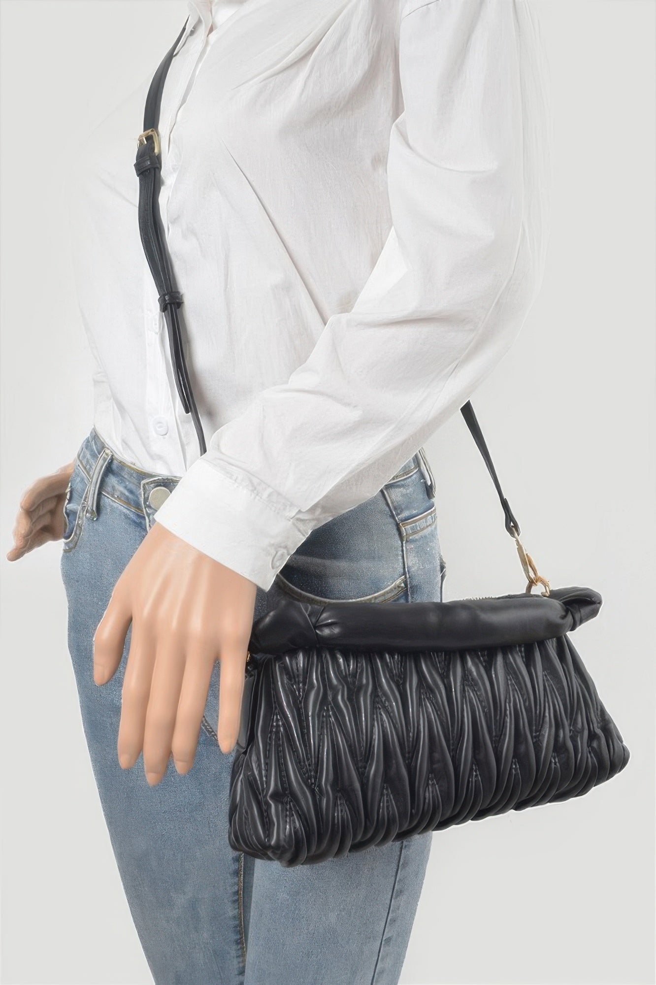 Quilted Faux Leather Top Handle Bag