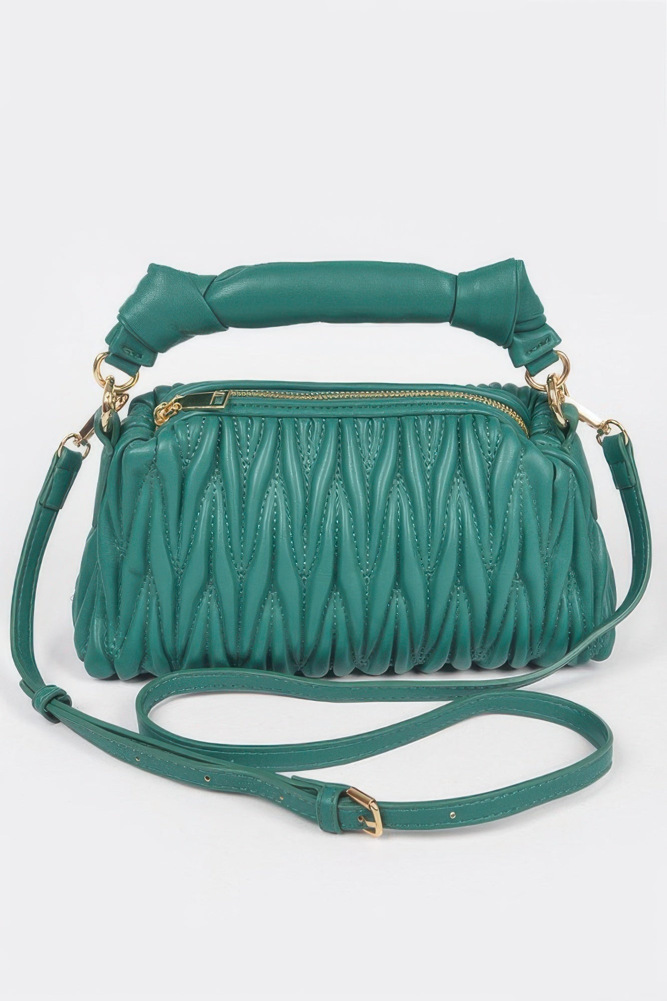 Quilted Faux Leather Top Handle Bag