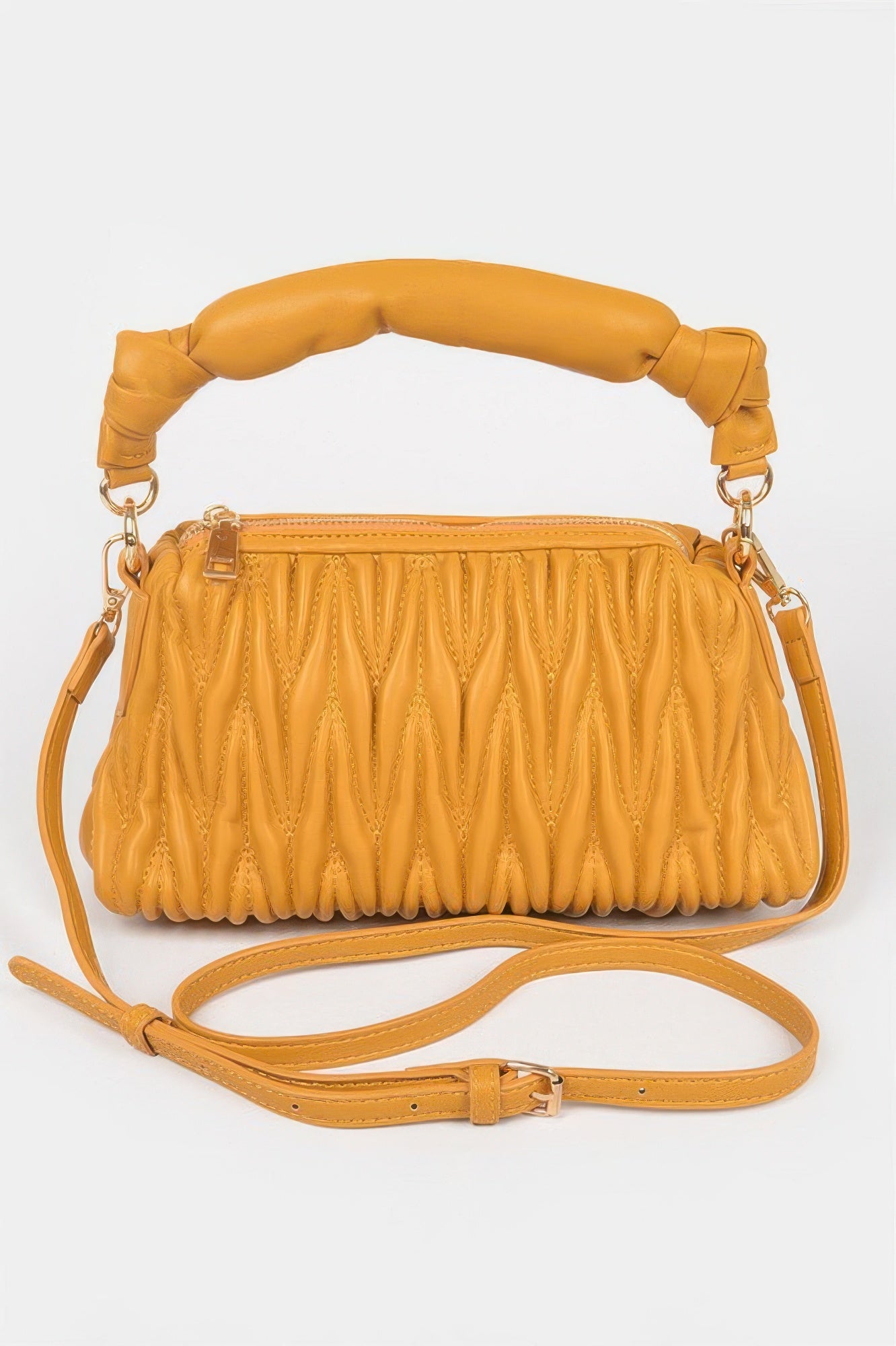 Quilted Faux Leather Top Handle Bag