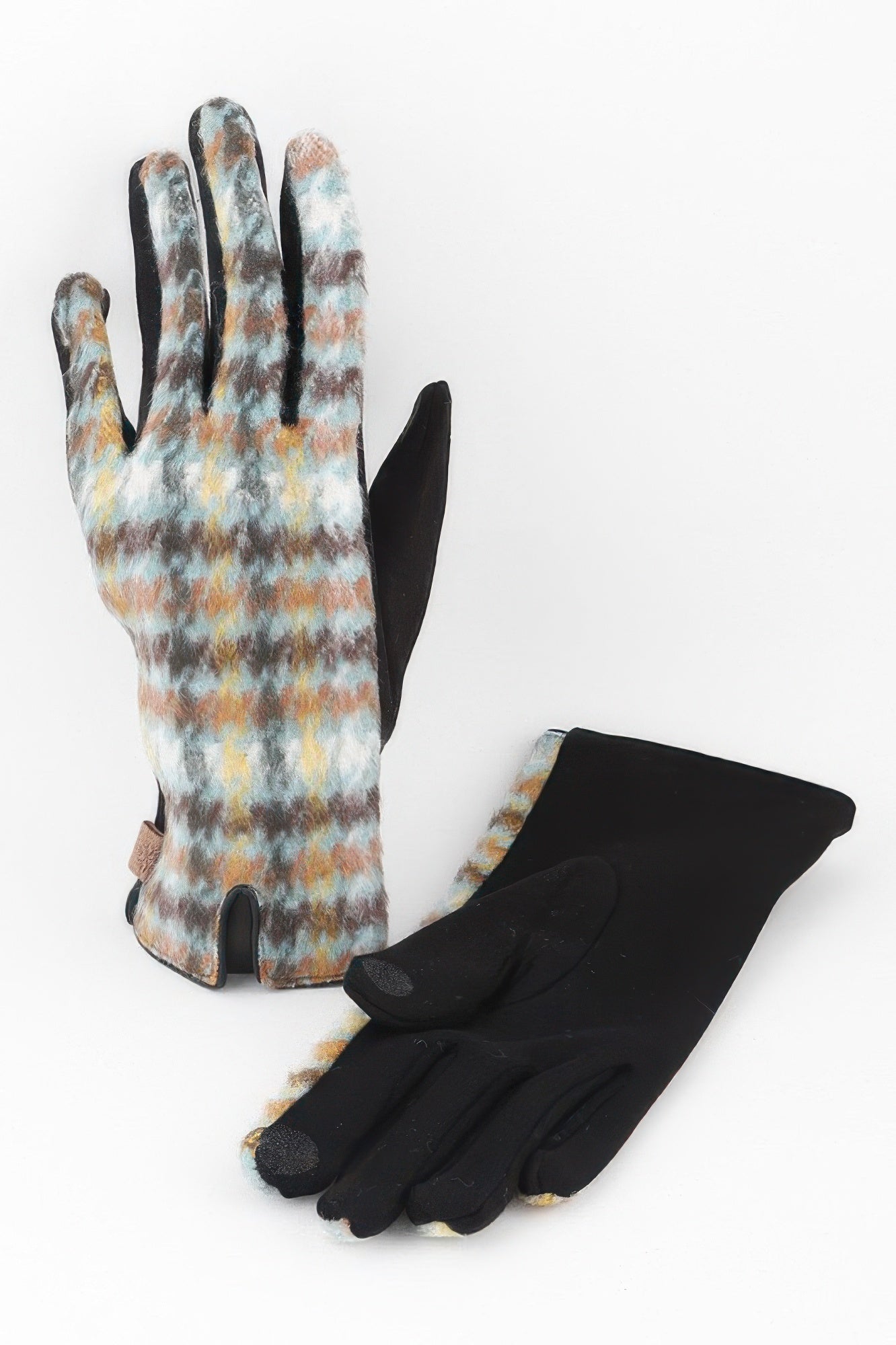 Soft Fur Plaid Gloves