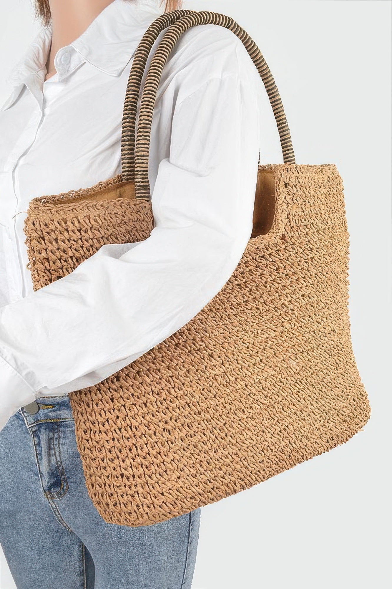 Faux Straw Tote Bag