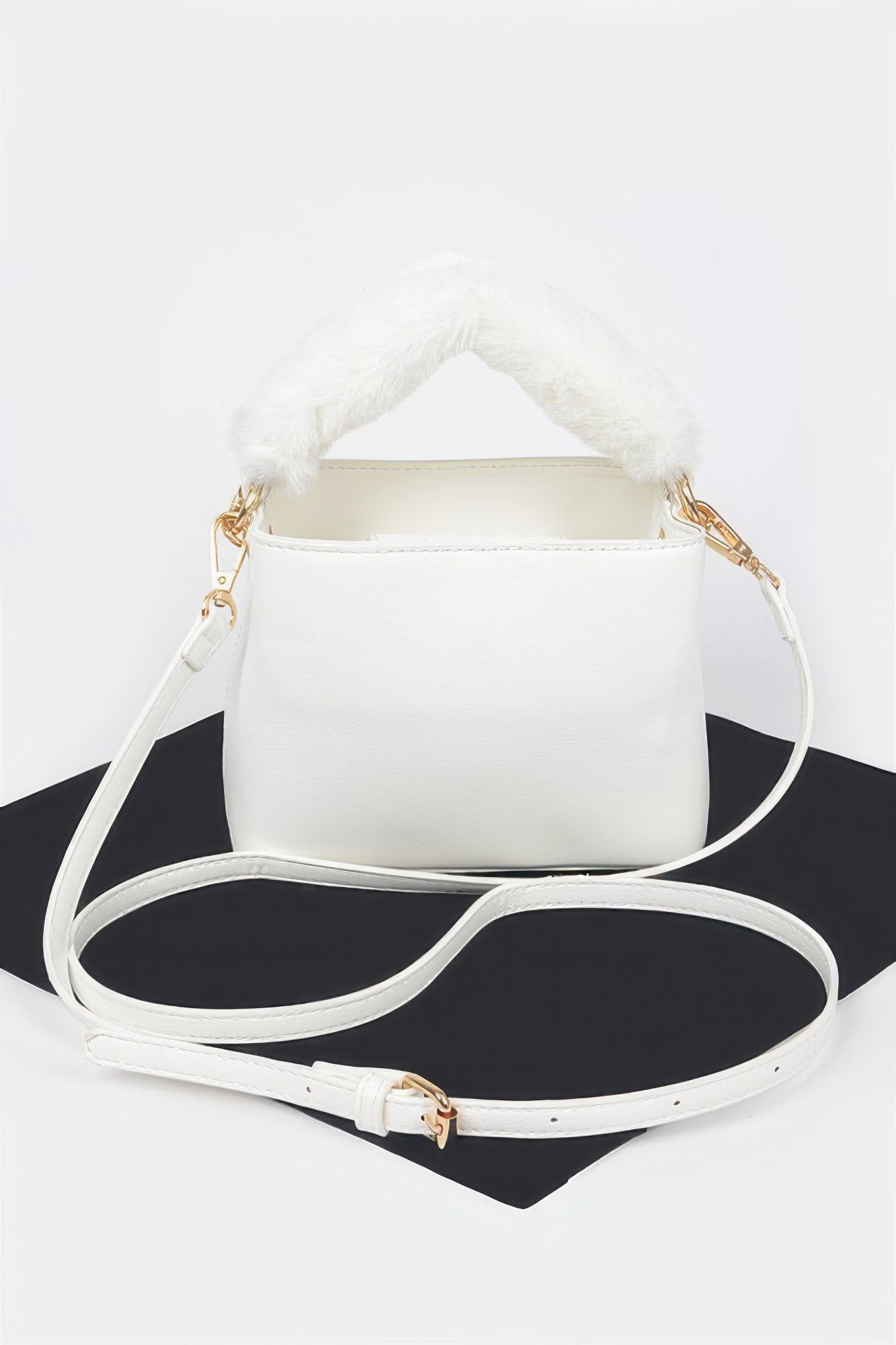 Faux Leather Fur Handle Bag