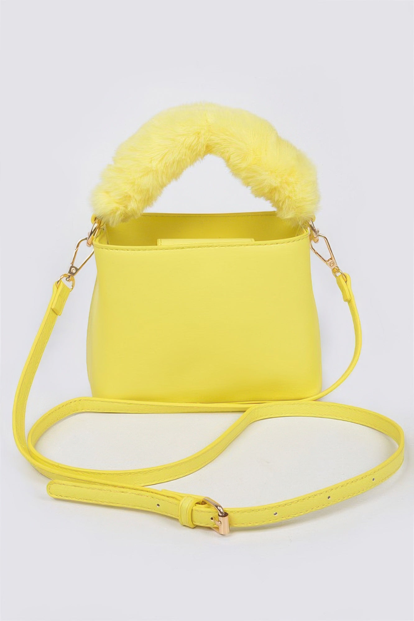 Faux Leather Fur Handle Bag