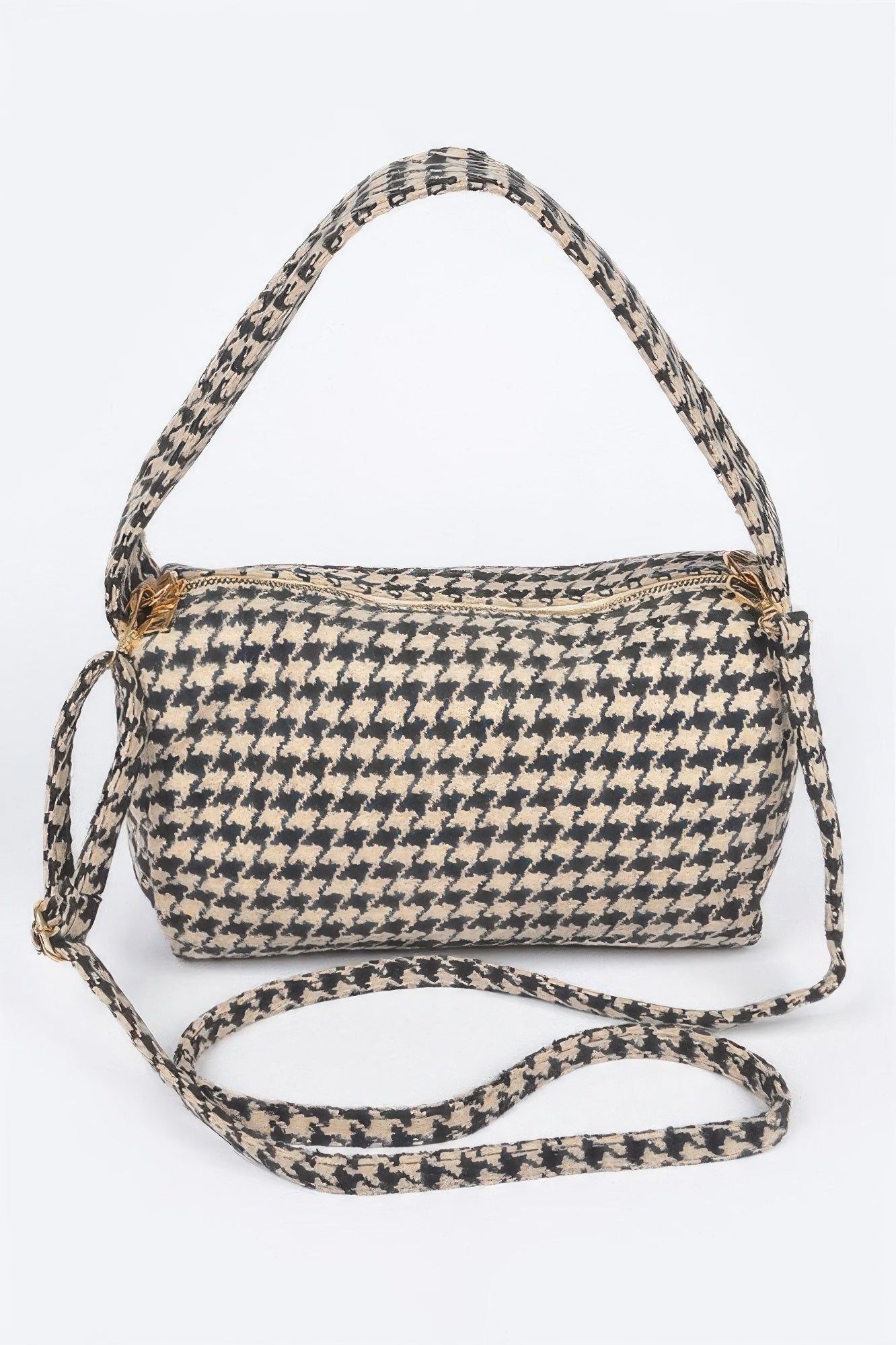 Houndstooth Knit Shoulder Bag