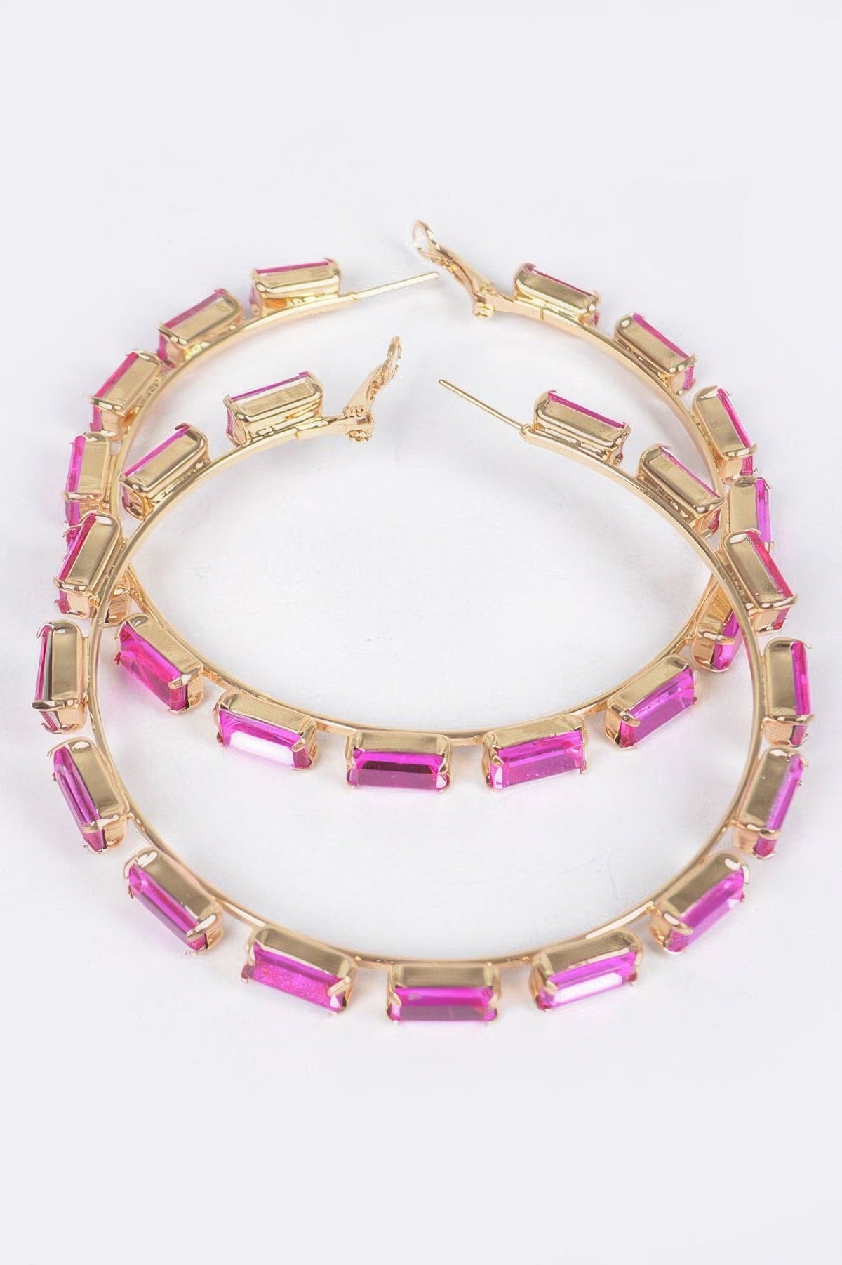 Rectangle Rhinestone Hoop Earring