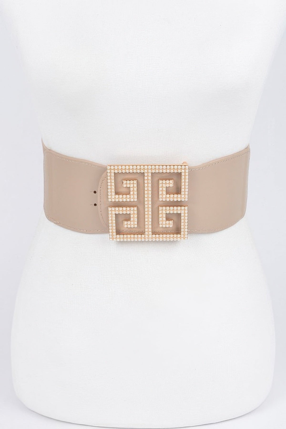 Faux Pearl Buckle Stretch Belt