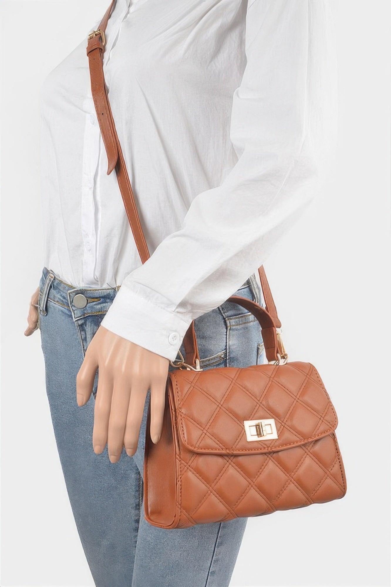 Quilted Top Handle Crossbody Bag