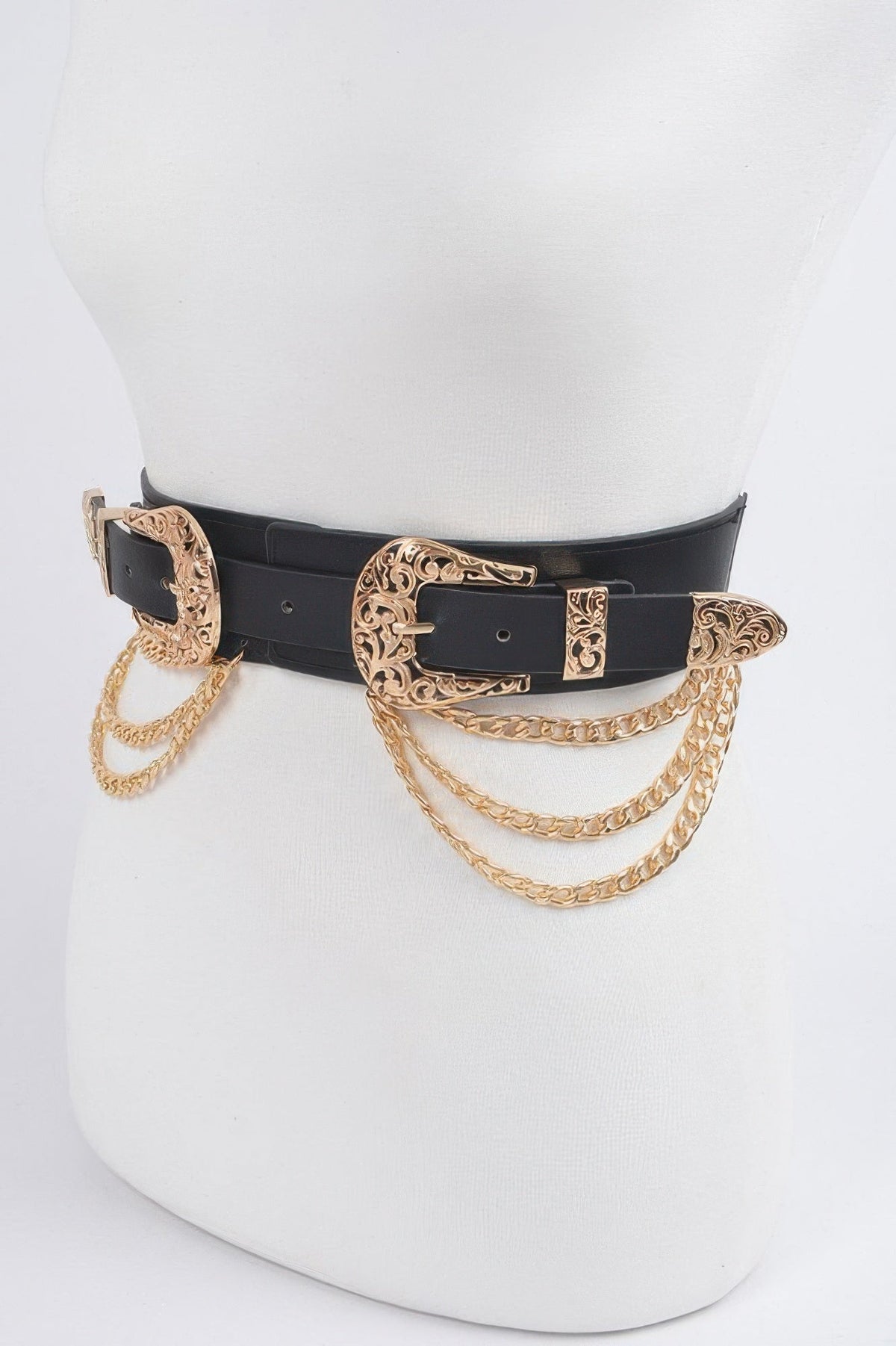 Multi Metal Chain Layered Stretch Belt