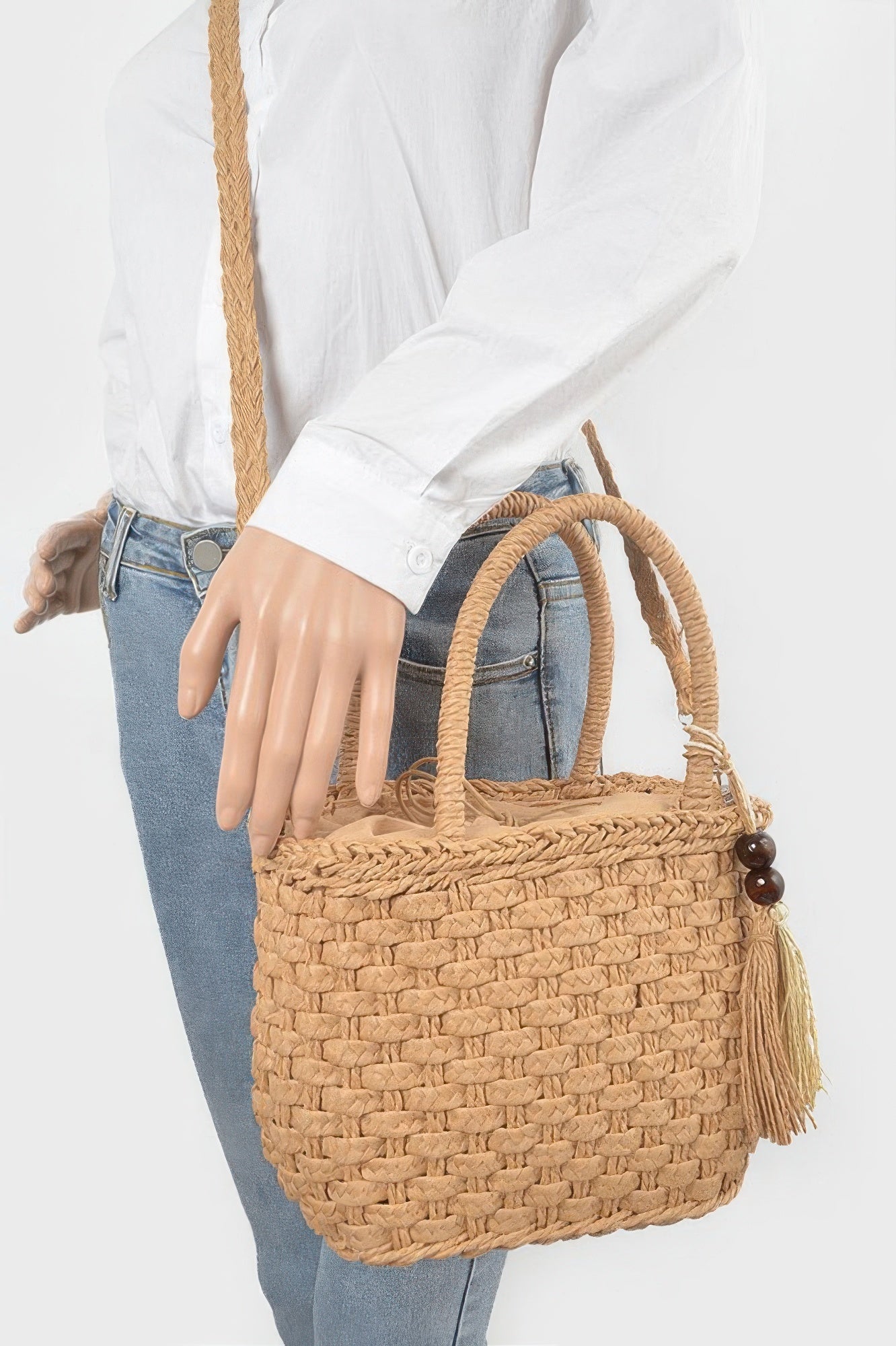 Faux Straw Tote Bag