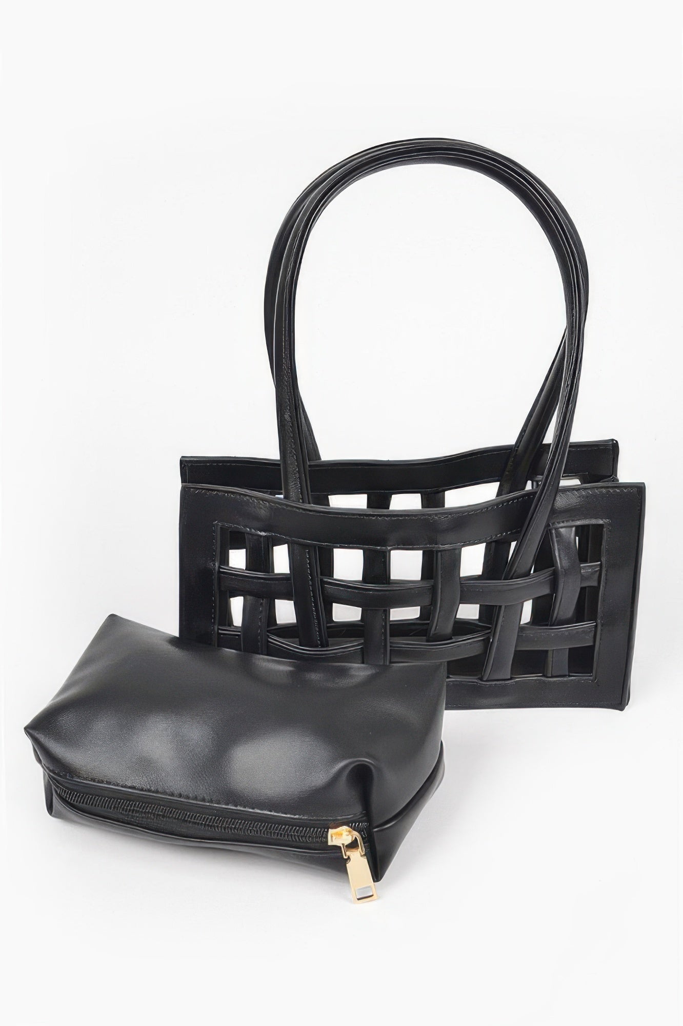 Woven Faux Leather Bag