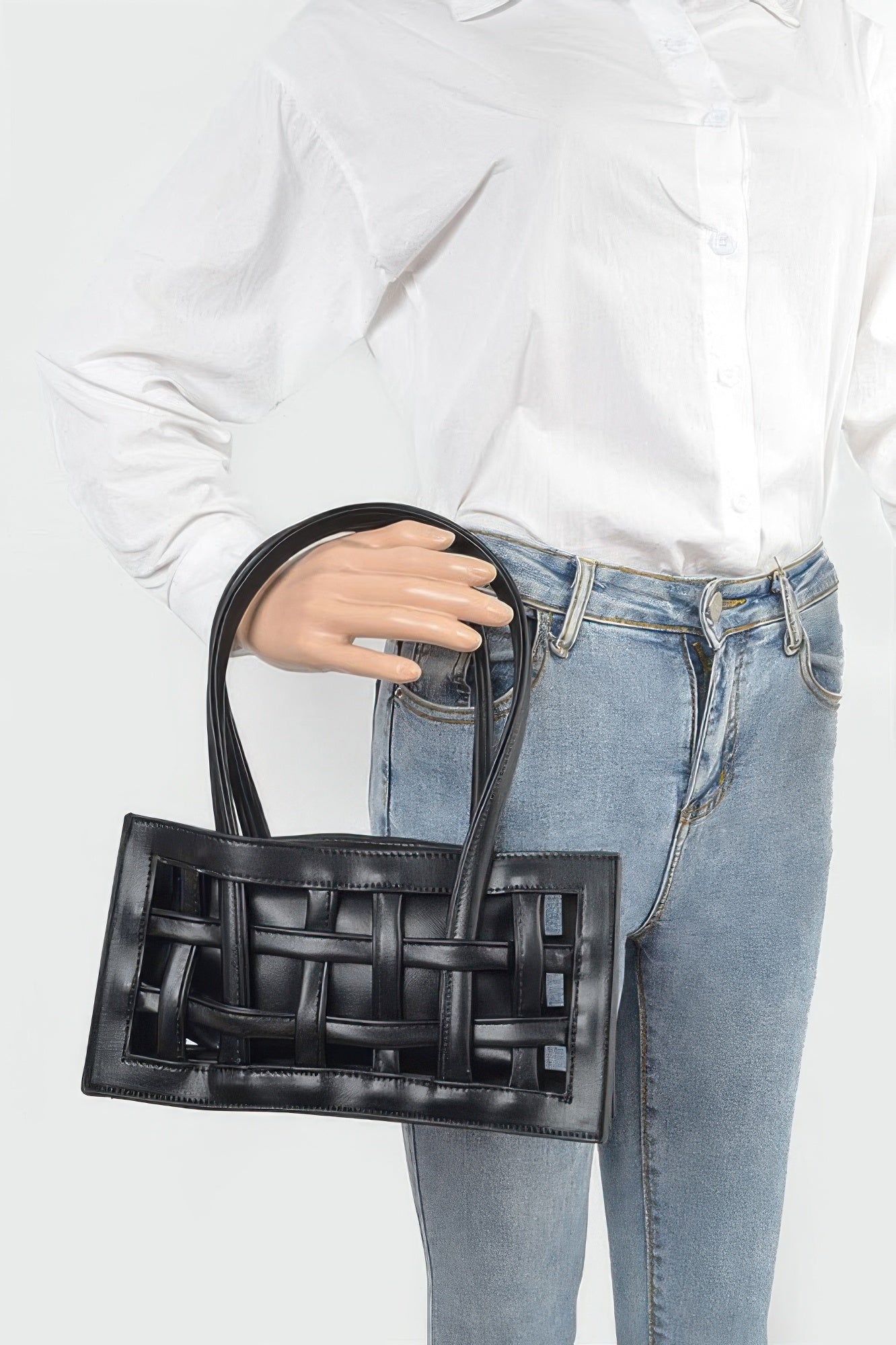 Woven Faux Leather Bag