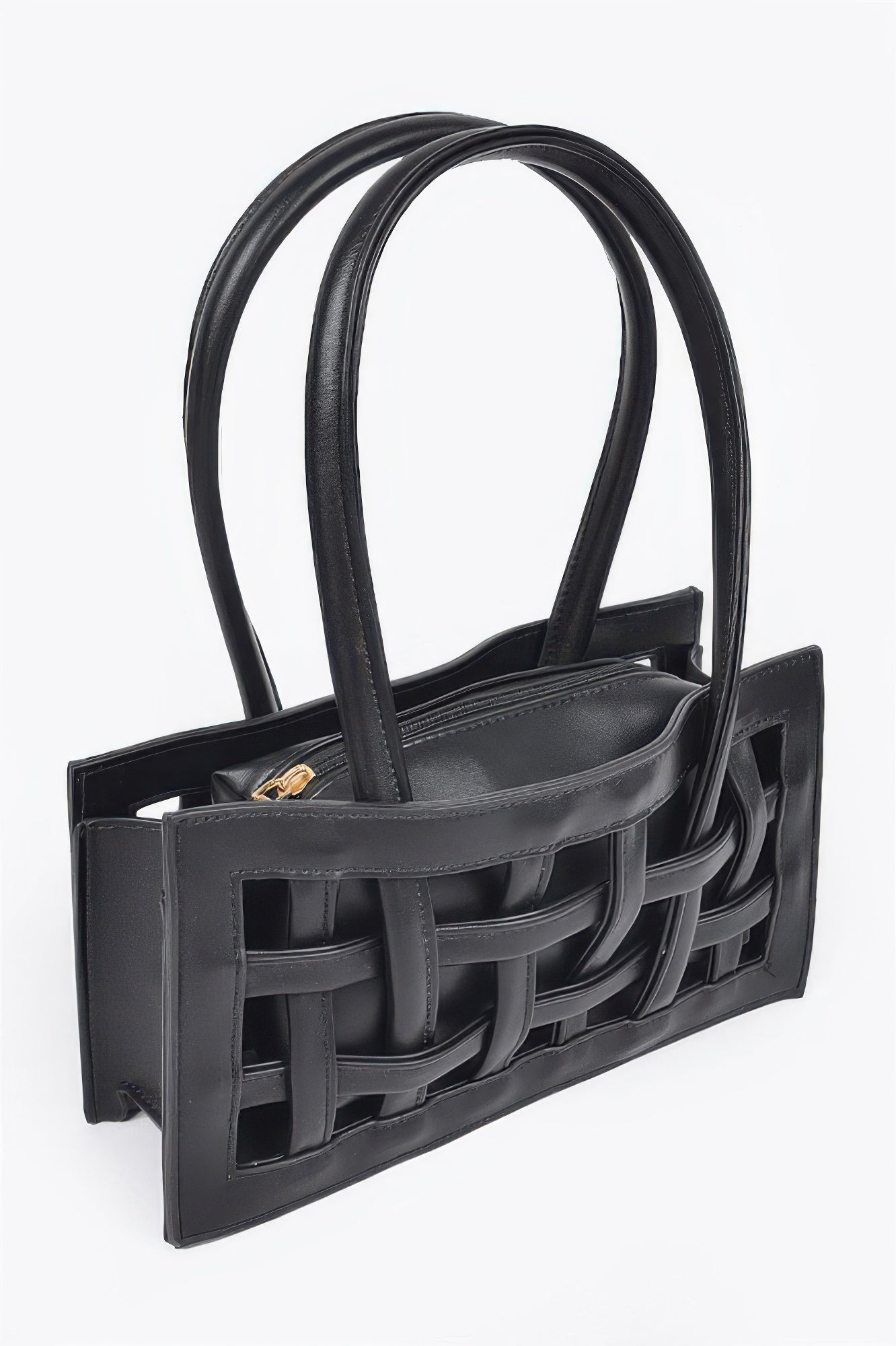 Woven Faux Leather Bag