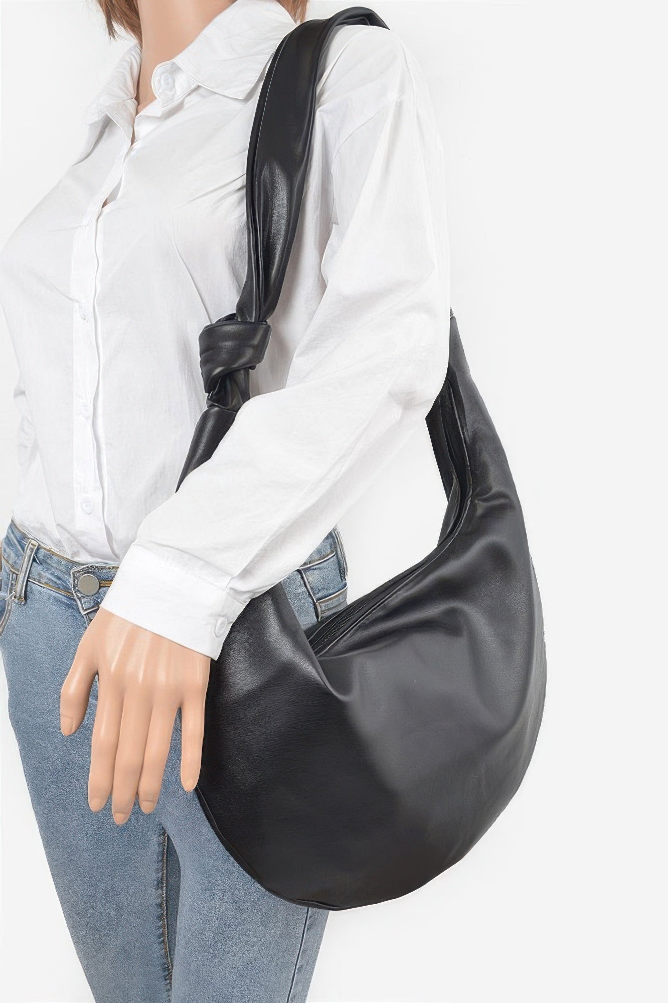 Faux Leather Hobo Bag