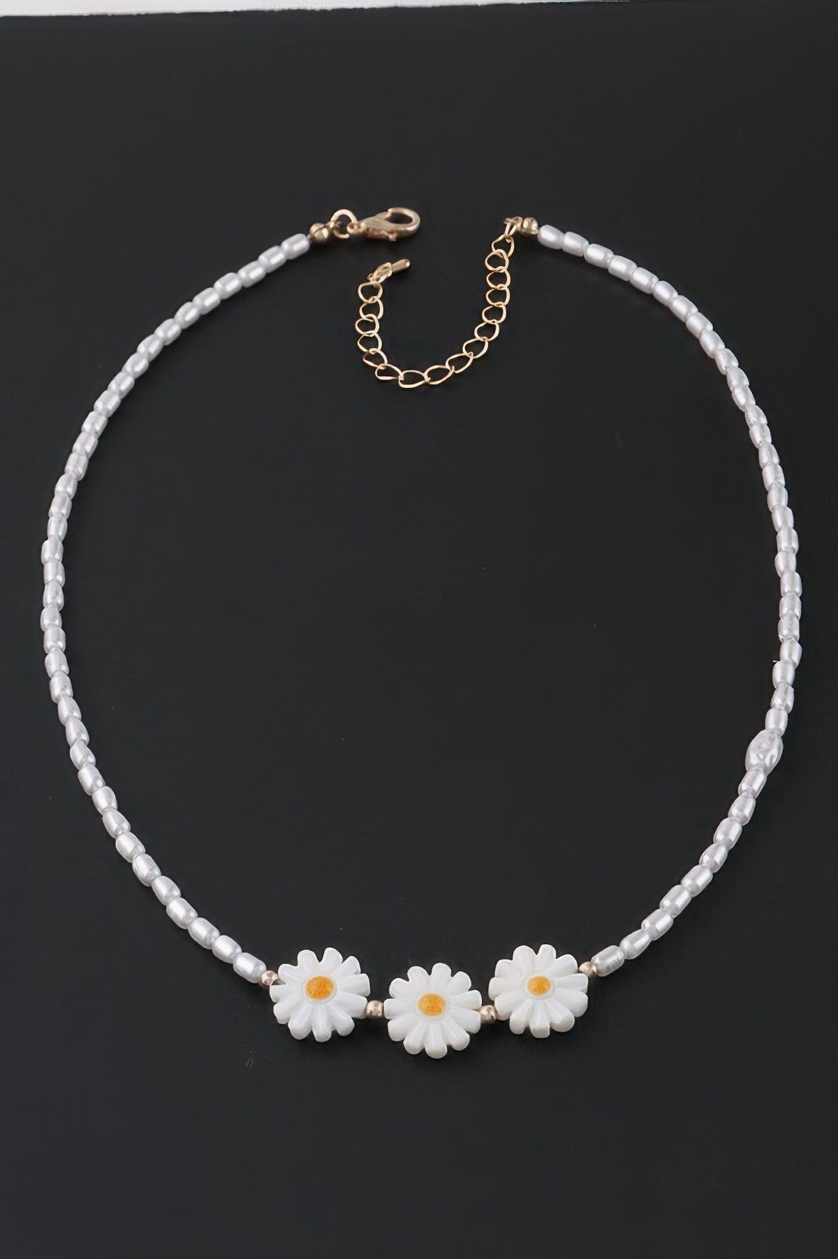 Beaded Flower Trio Necklace