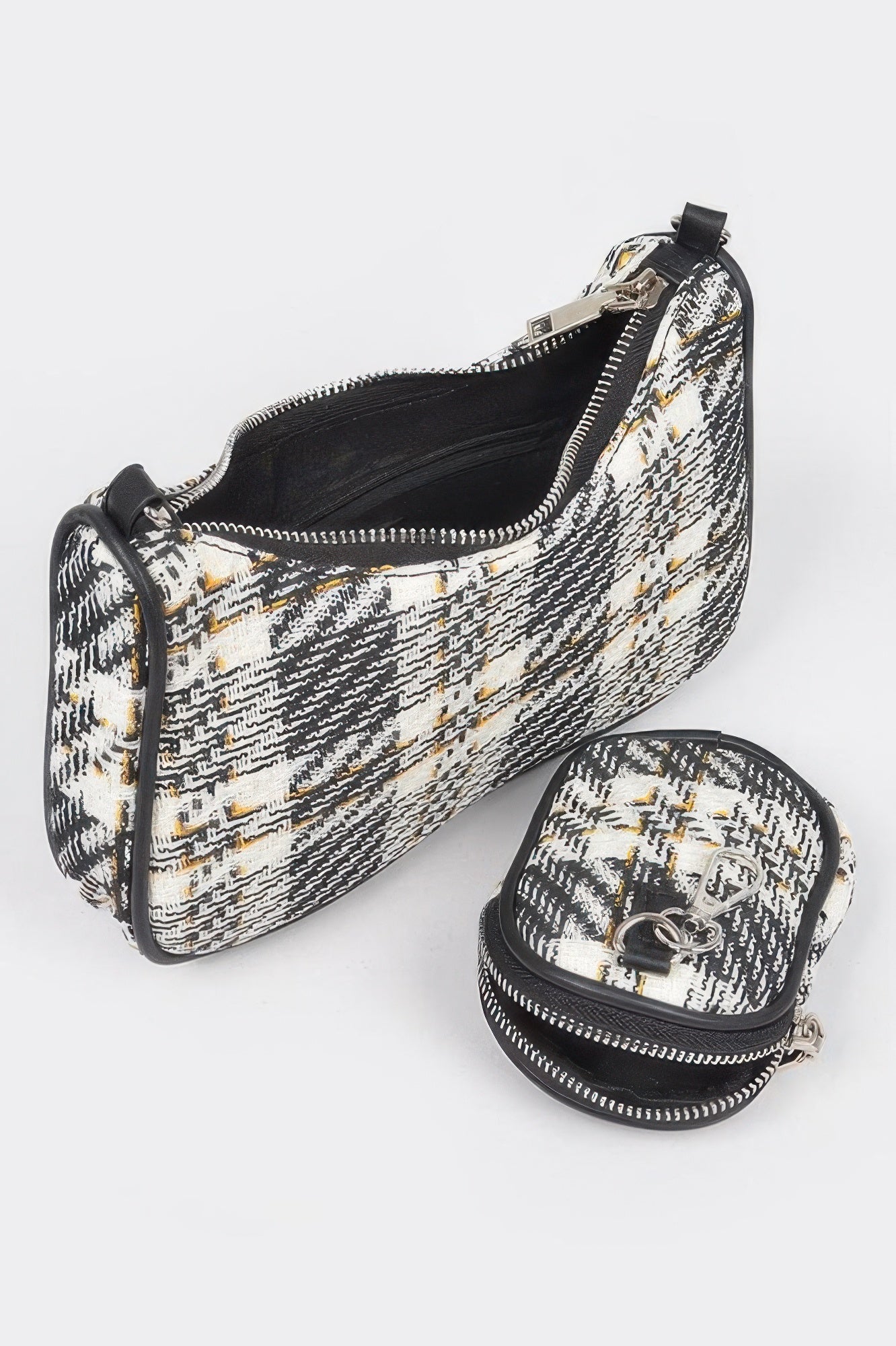 Tweed Plaid Shoulder Bag W/airpod Purse
