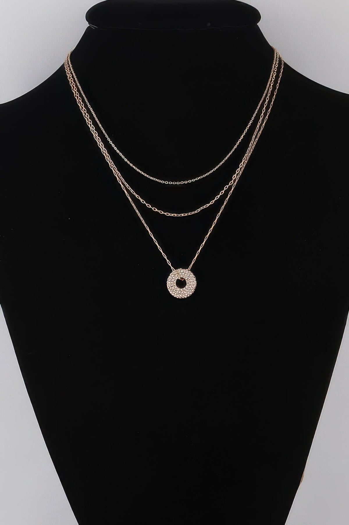 Jeweled Open Circle Pendant Necklace