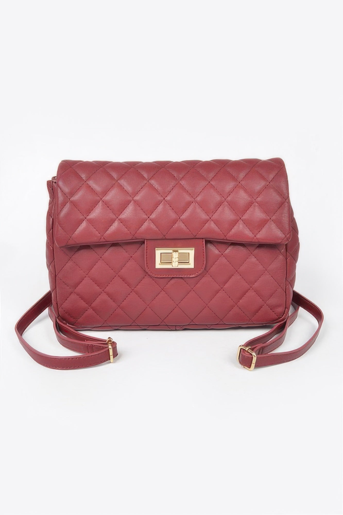 Quilted Faux Leather Flap Backpack