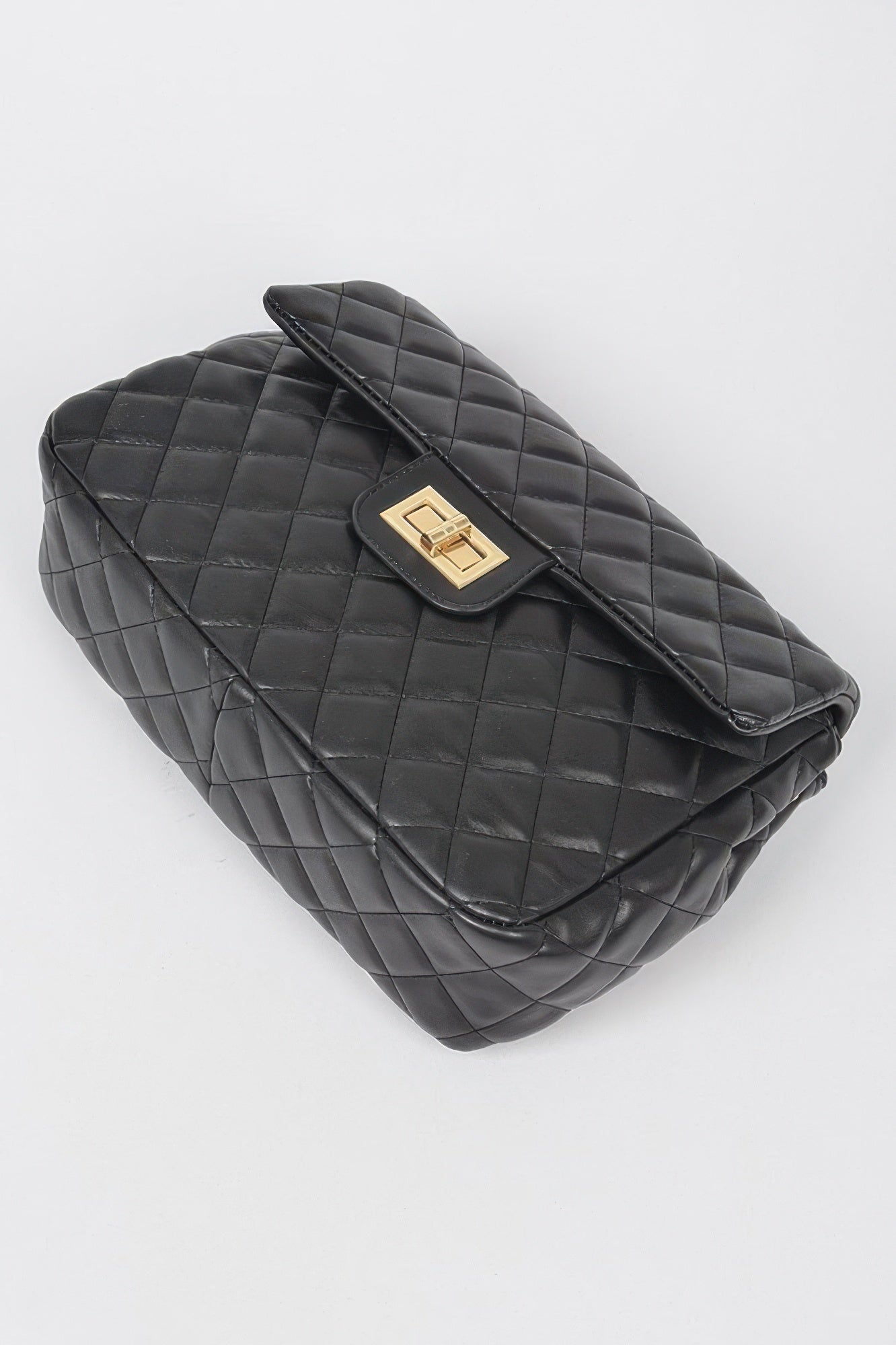 Quilted Faux Leather Flap Backpack
