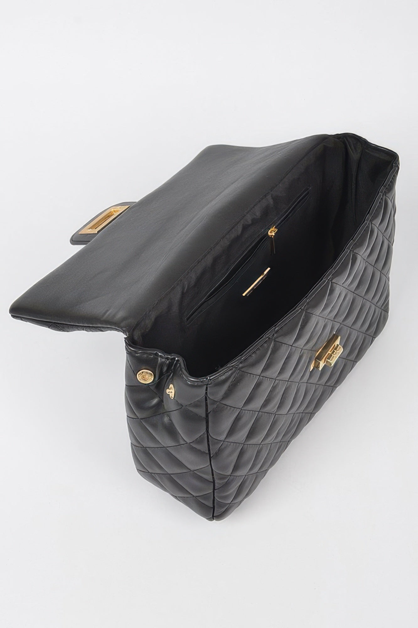 Quilted Faux Leather Flap Backpack