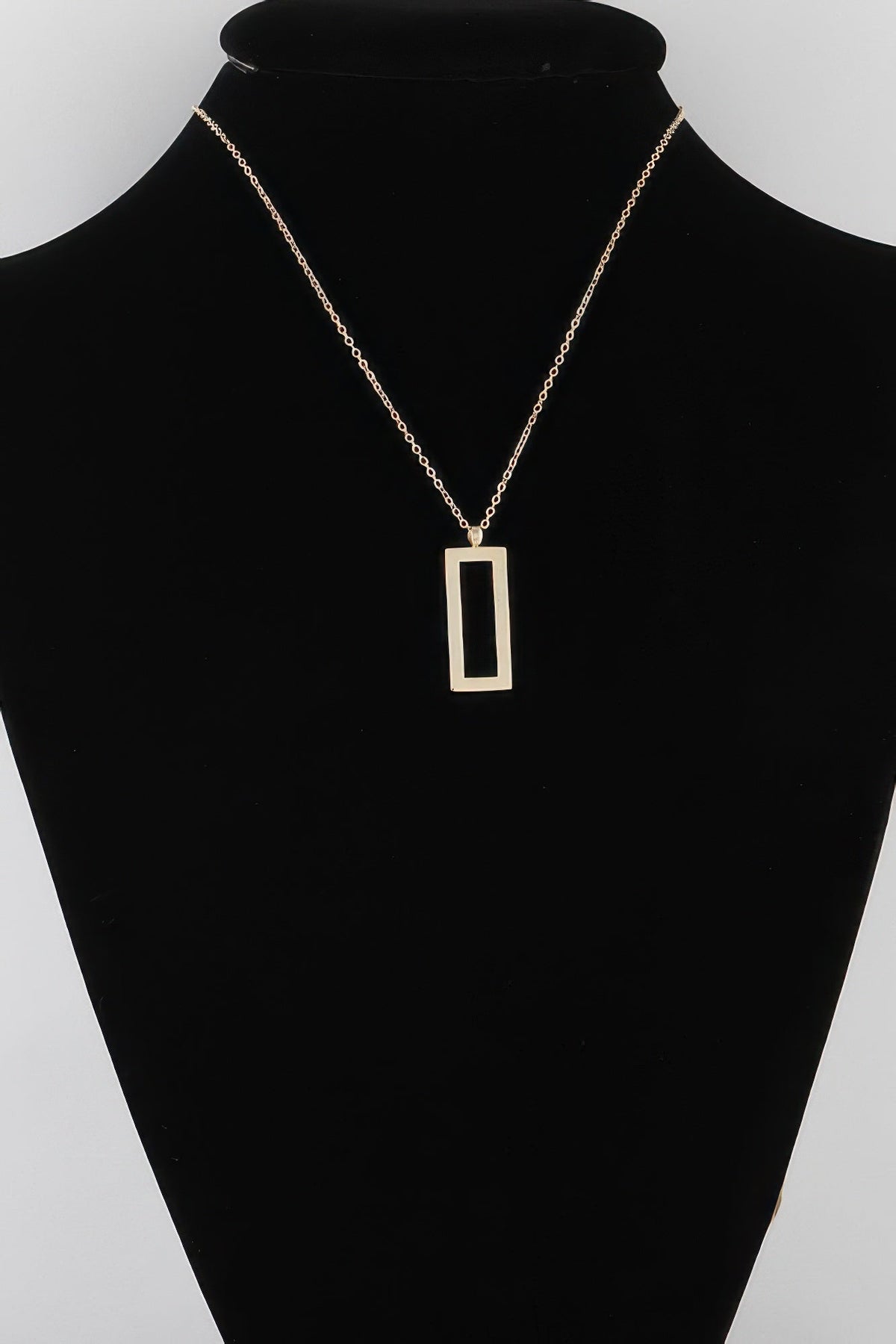 Open Rectangle Pendant Necklace