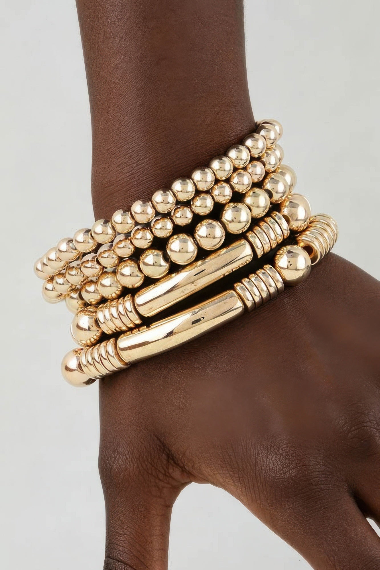 Polished Multi Beaded Tube Bracelet