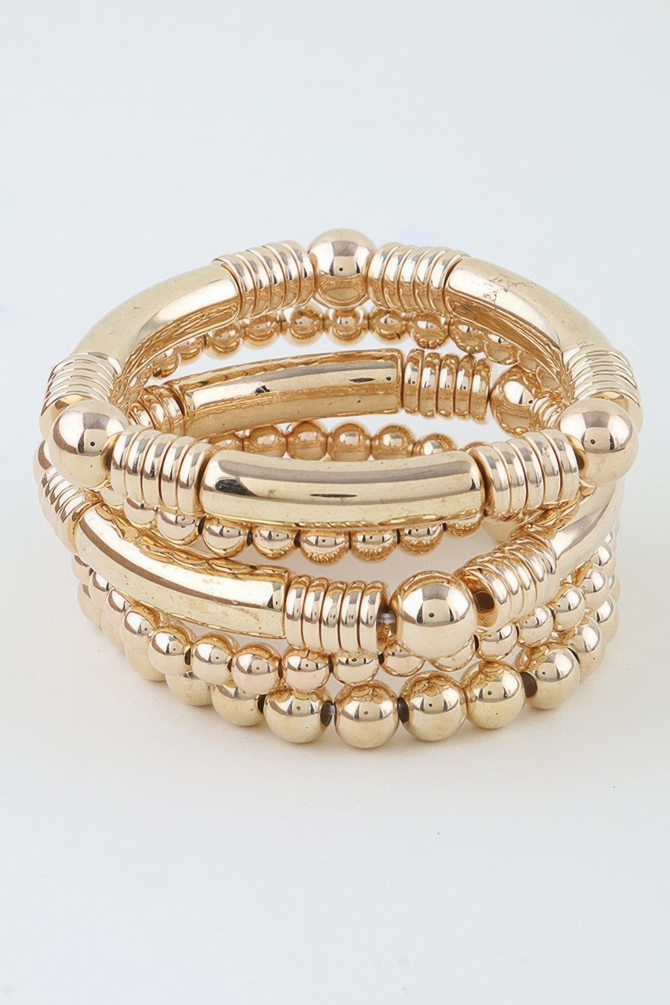 Polished Multi Beaded Tube Bracelet