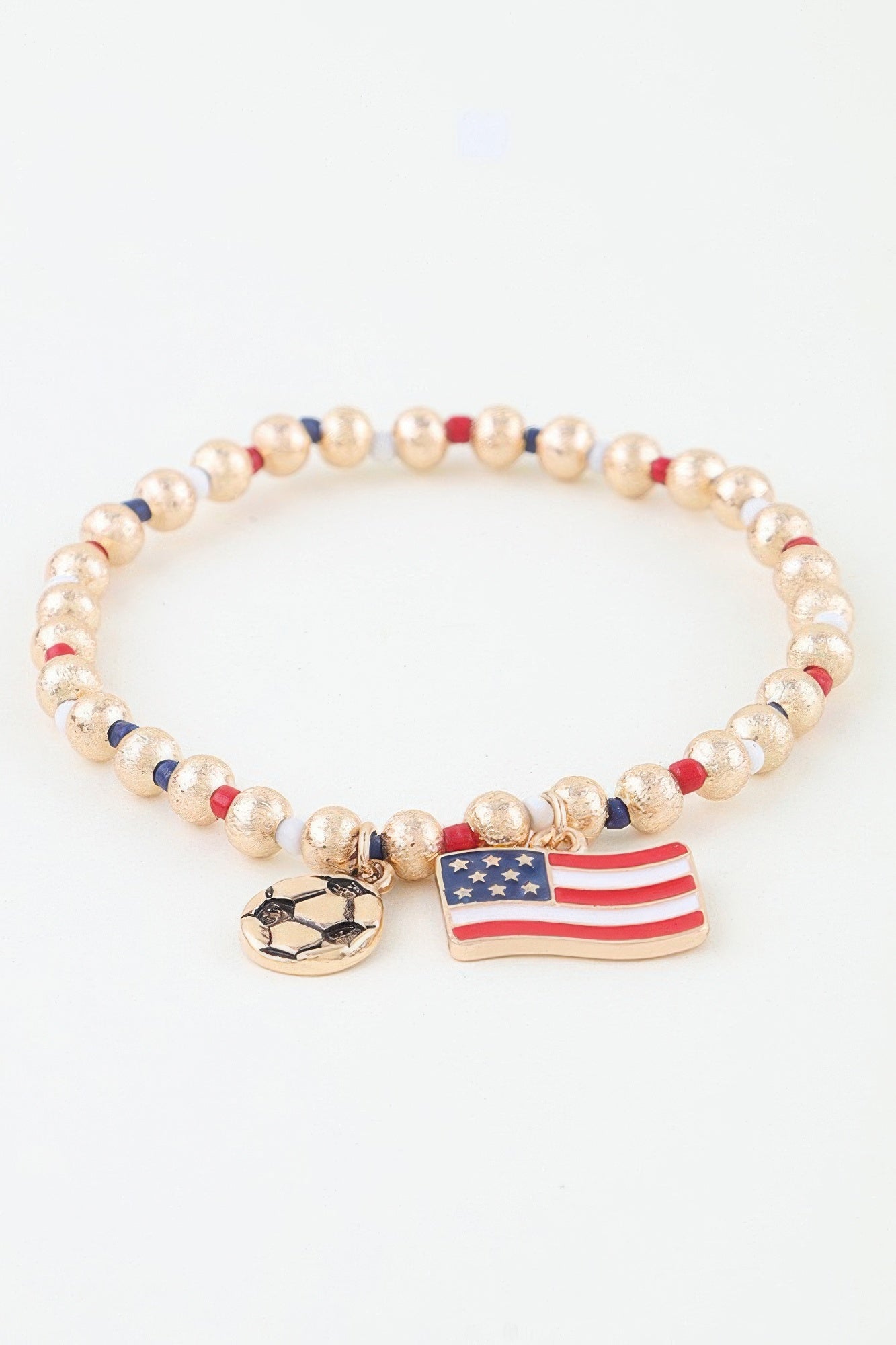 American Soccer Charm Beaded Bracelet