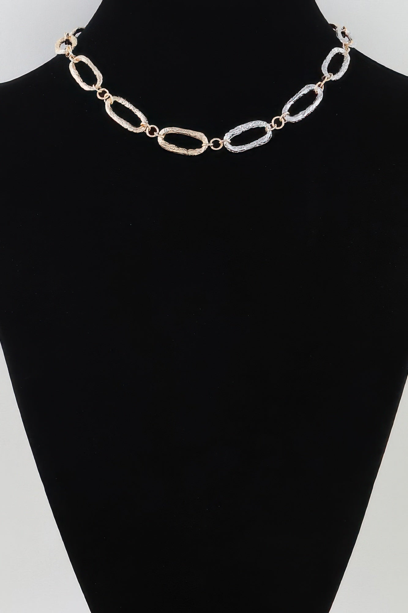 Hammered Two Toned Chain Necklace