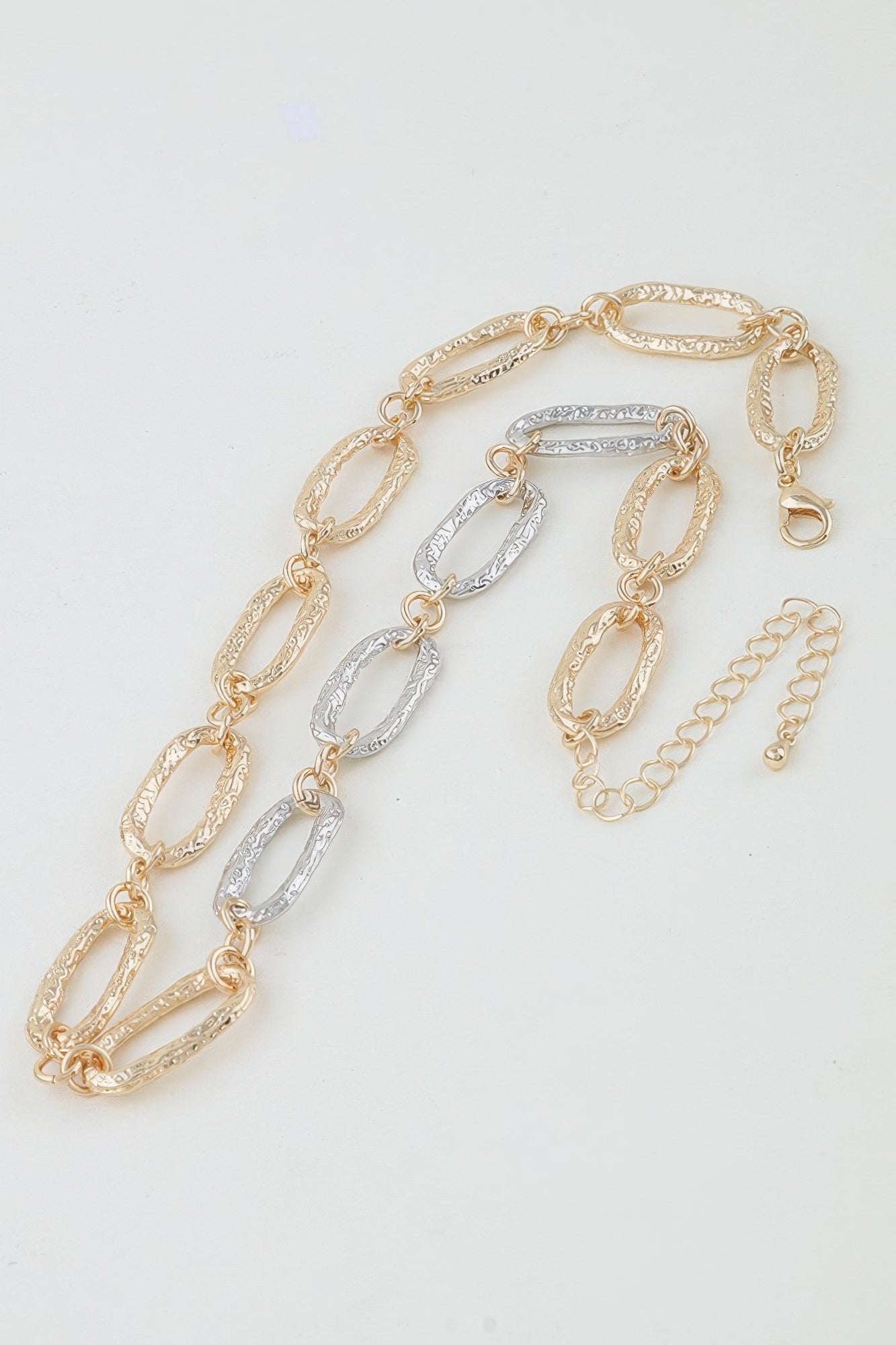 Hammered Two Toned Chain Necklace