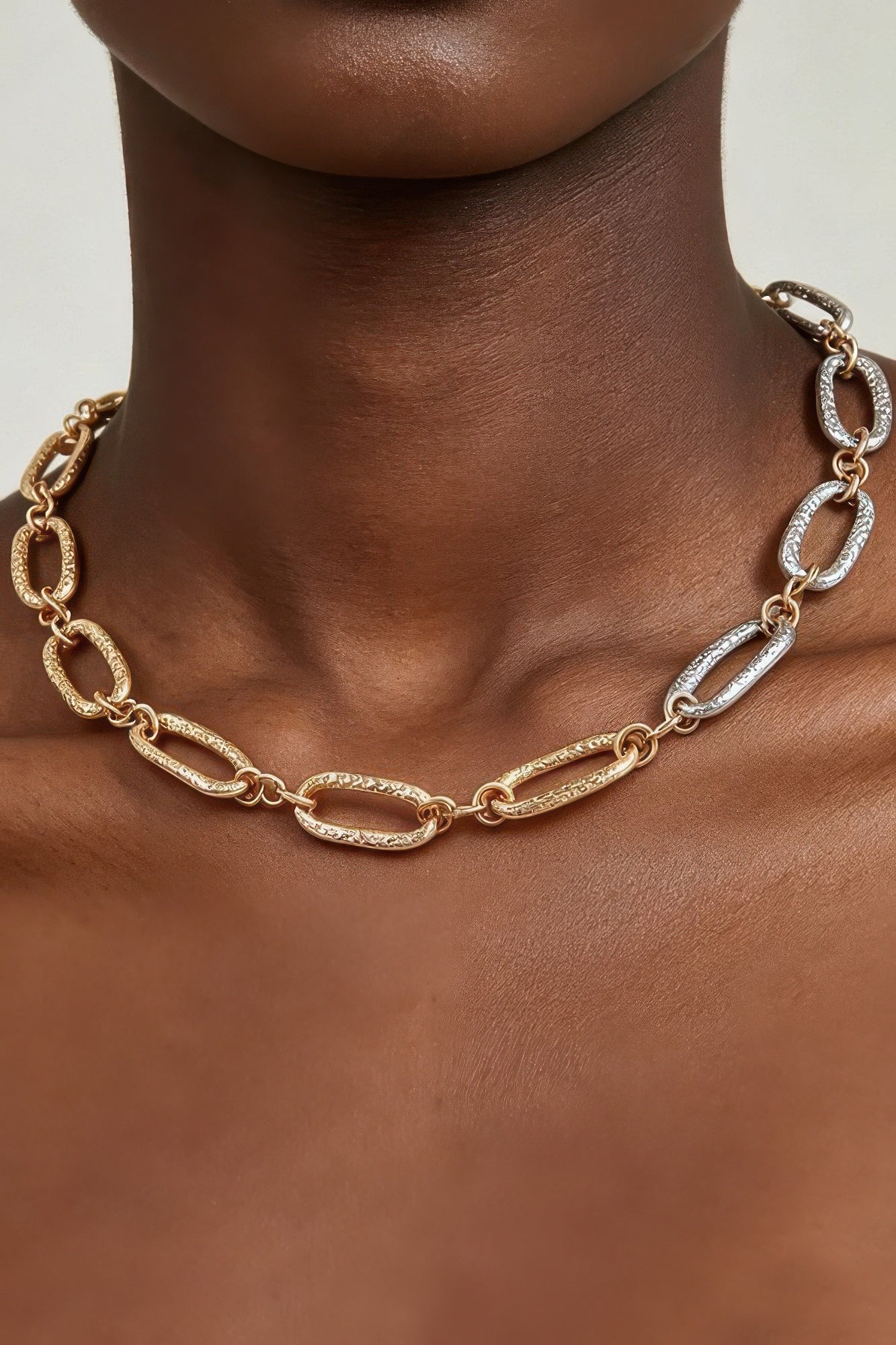 Hammered Two Toned Chain Necklace