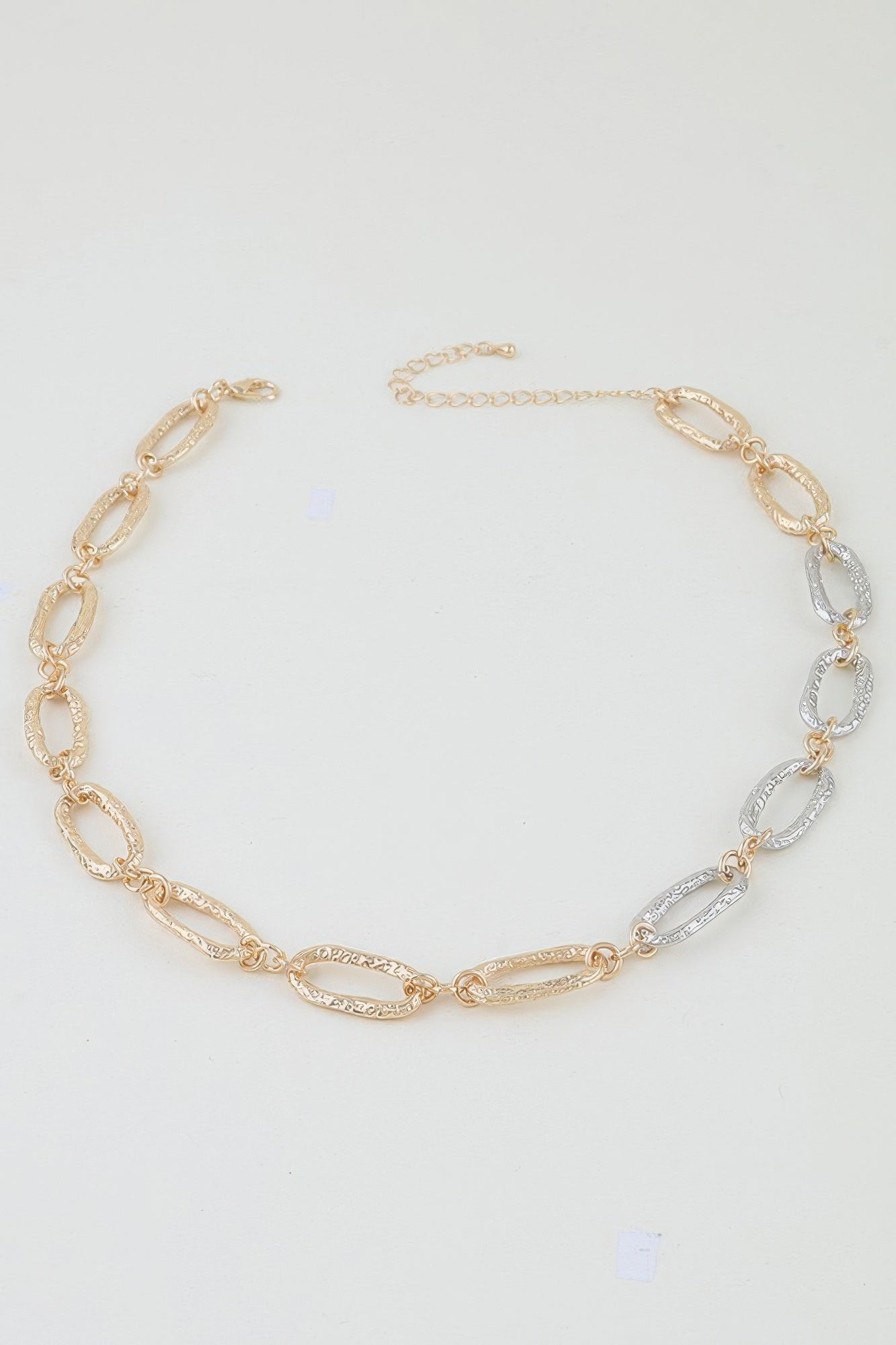Hammered Two Toned Chain Necklace