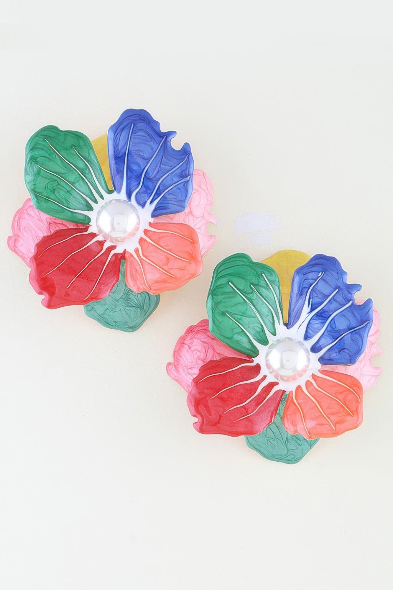 Blooming Marble Flower Stud Earrings