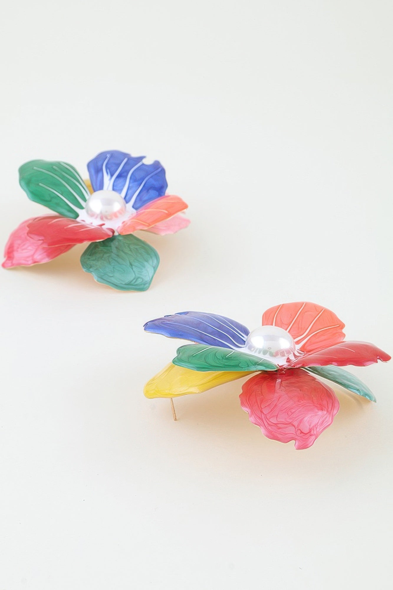 Blooming Marble Flower Stud Earrings