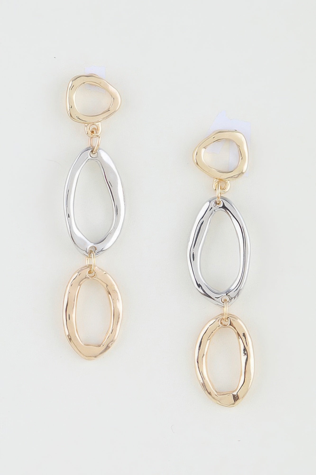 Polished Two Toned Loop Drop Earrings