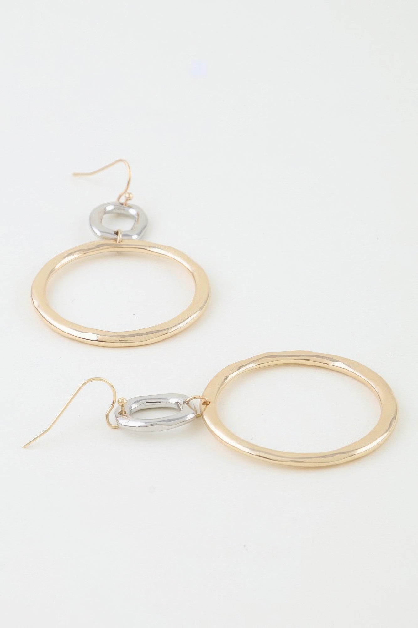 Two-tone Organic Hoop Drop Earrings