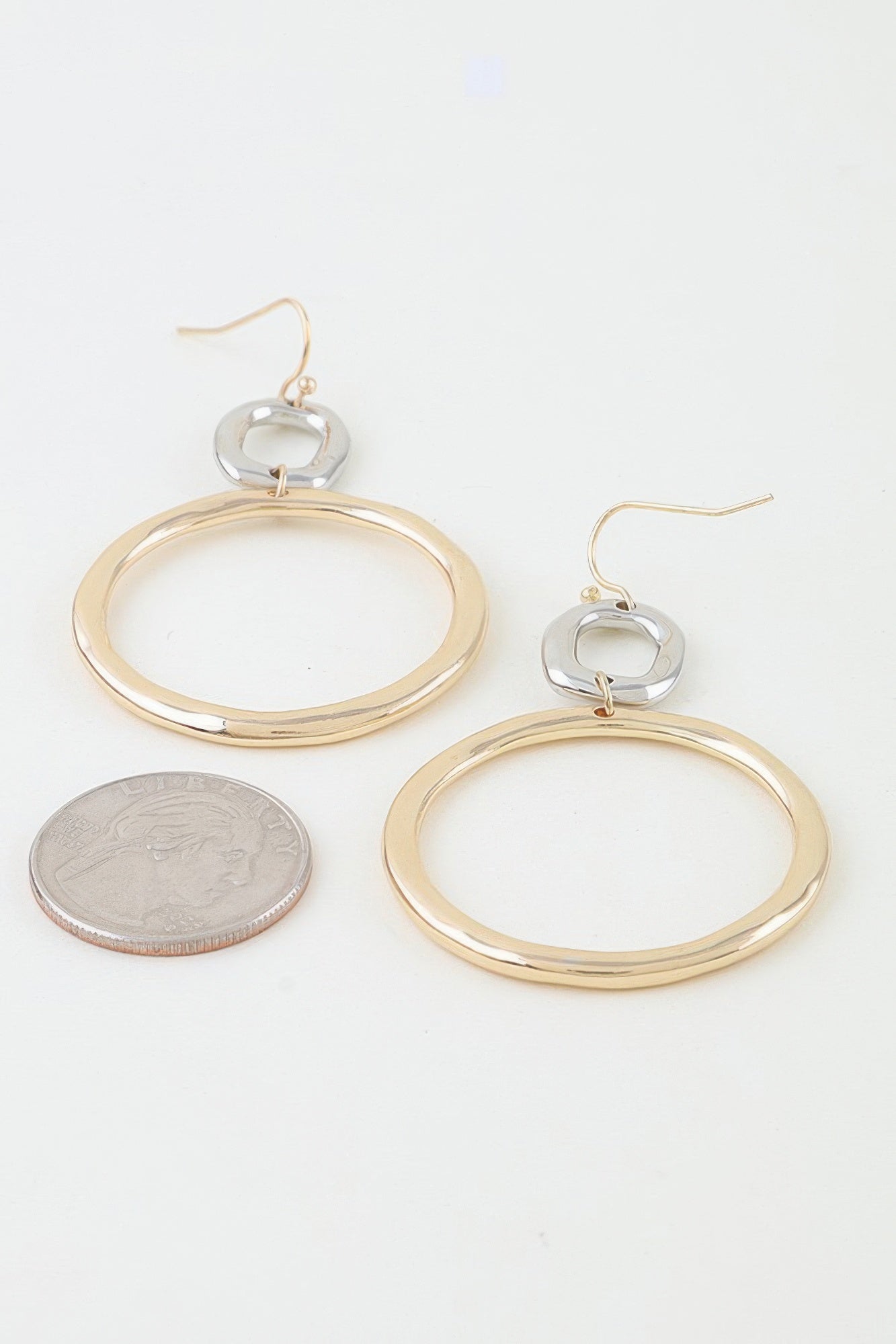 Two-tone Organic Hoop Drop Earrings