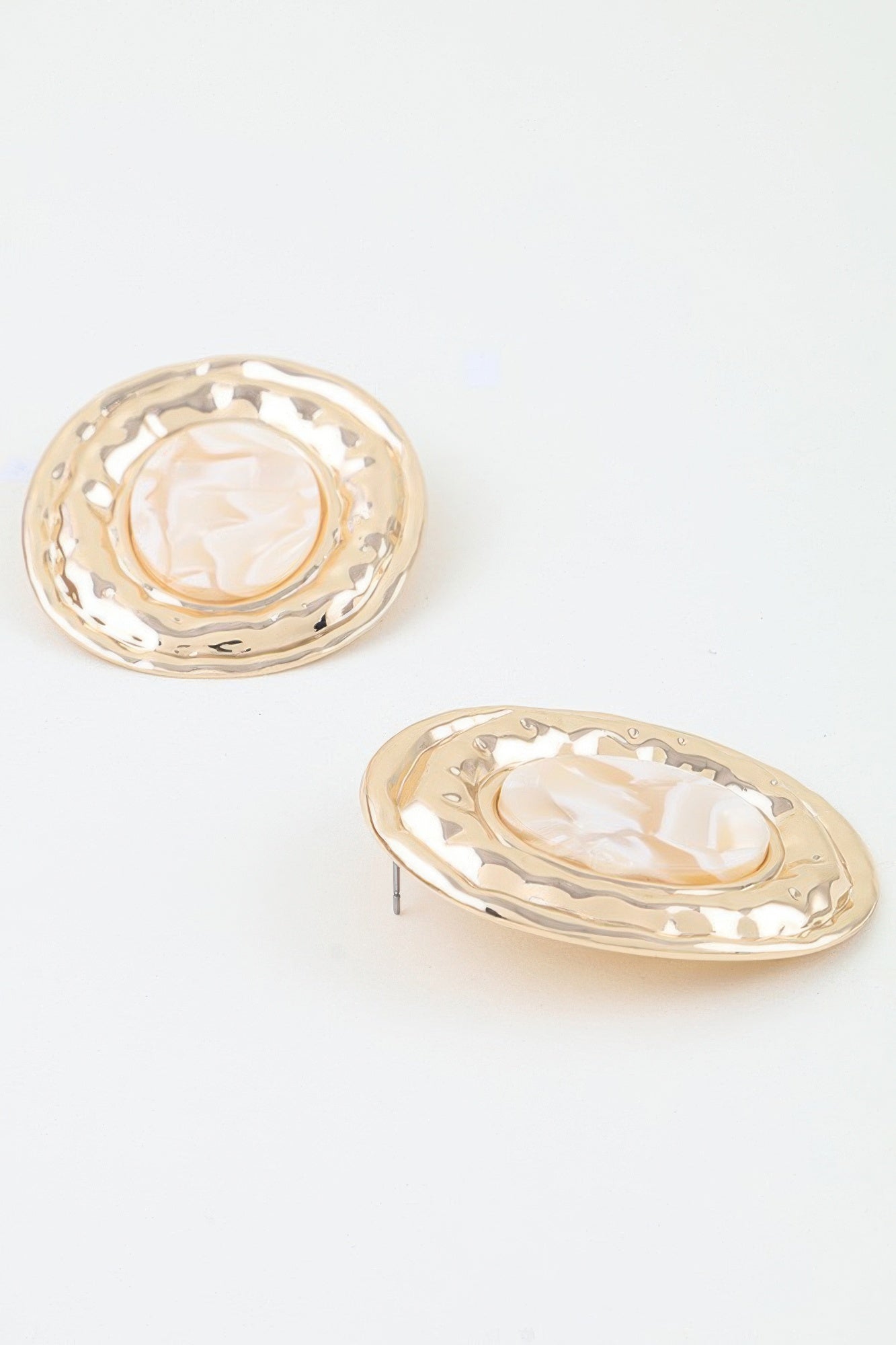 Hammered Marble Disc Earrings