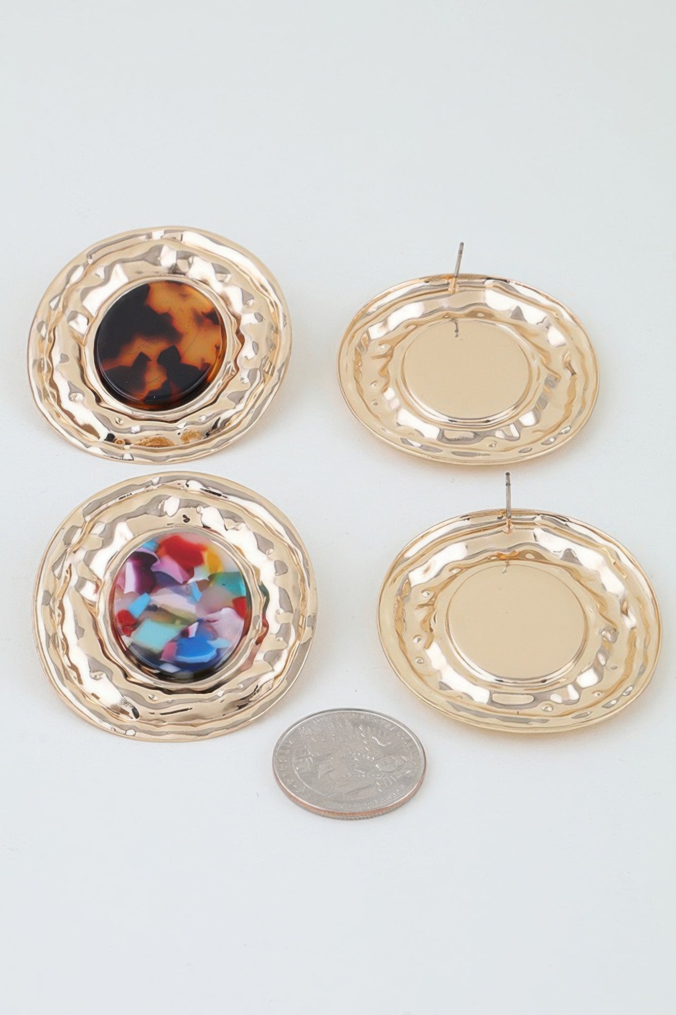 Hammered Marble Disc Earrings